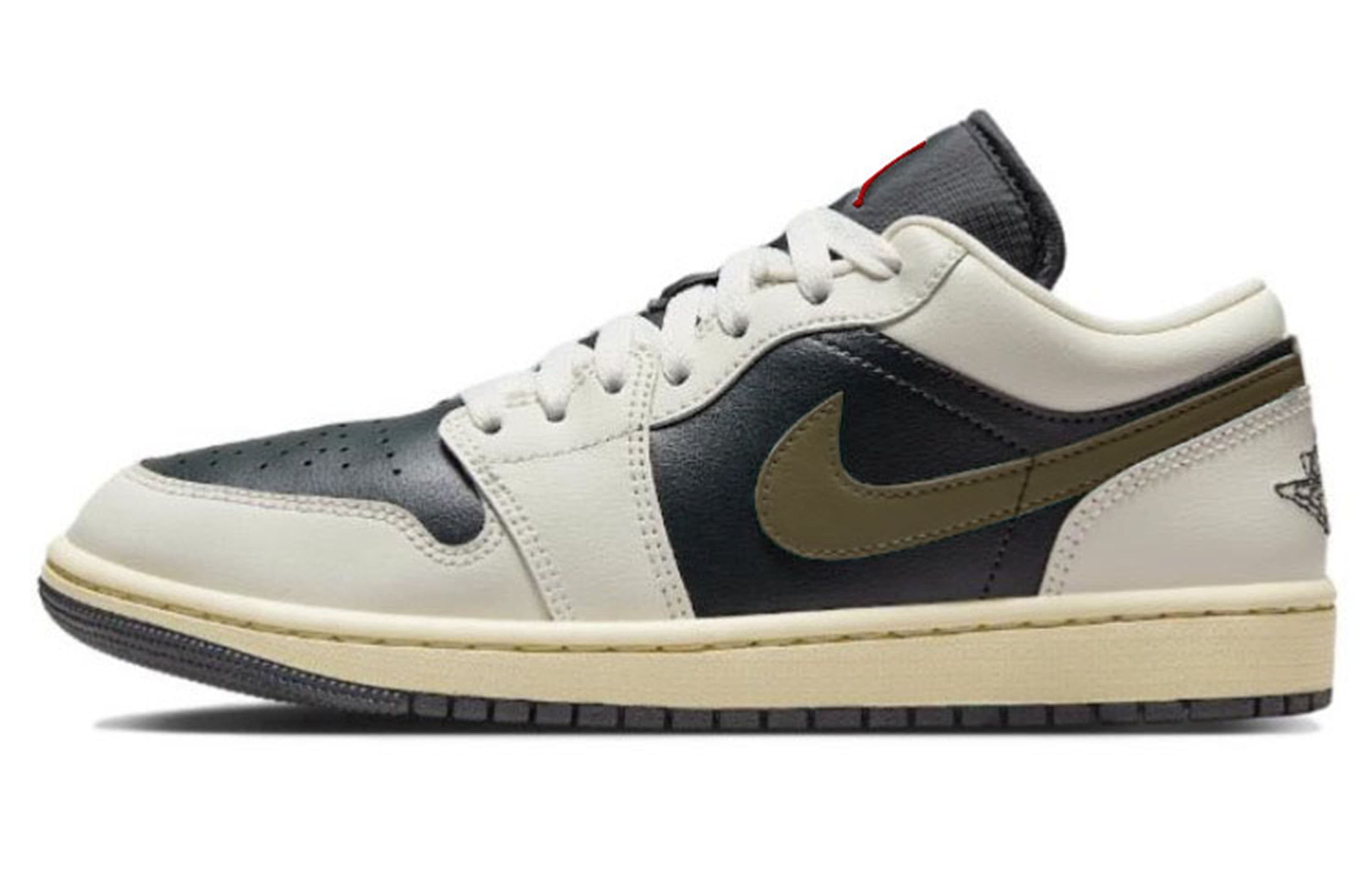 Jordan Air Jordan 1 Anti Slip Wear Resistant Low Top Vintage Basketball Shoes Women's Black White Green