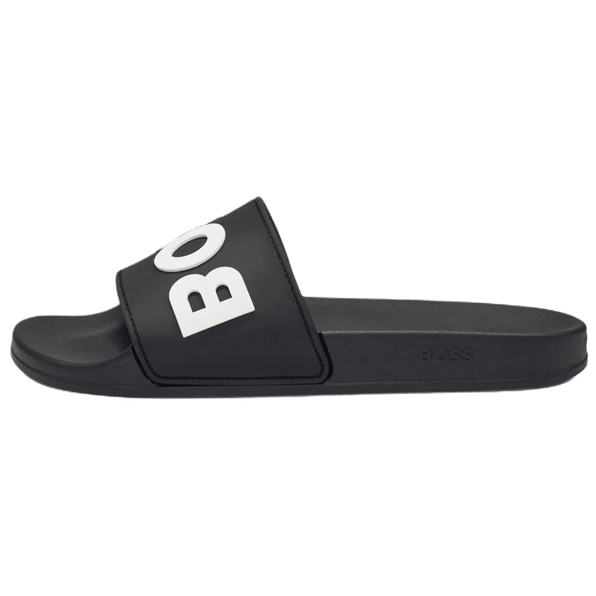HUGO BOSS Round Toe Flat Raised Logo Rubber Sole Quiet Flip-Flops Men's Black