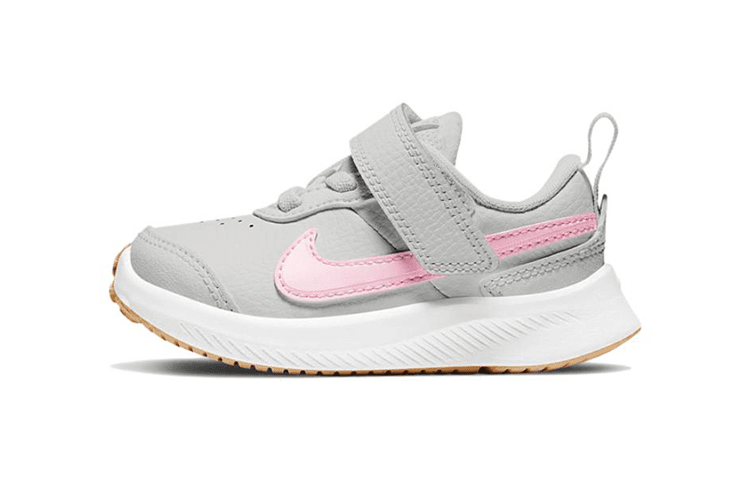 Nike Varsity Leather TD Anti-Slip Wear-Resistant Low-Top Sports Casual Shoes Gray Pink Infant And Toddler