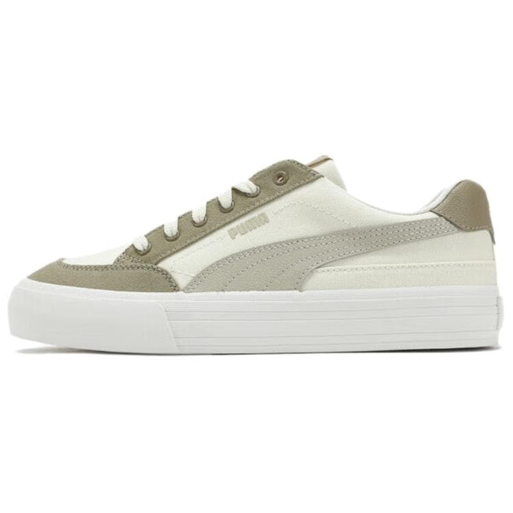 PUMA COURT CLASSIC VULC FS Thin Sole Comfortable Versatile Wear-Resistant Low-Top Skate Shoes Unisex White Grey Brown