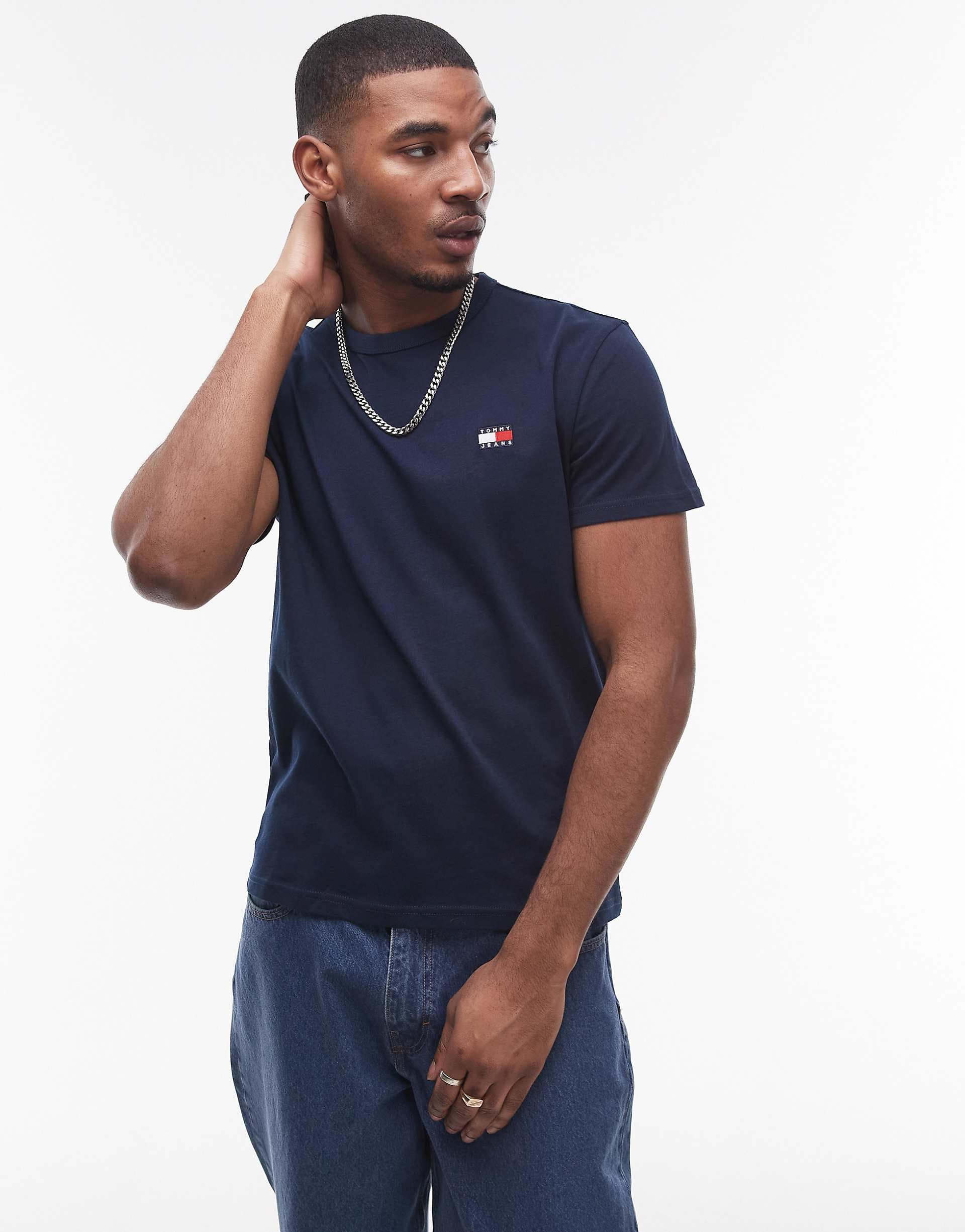 Tommy Jeans regular badge logo t-shirt in navy