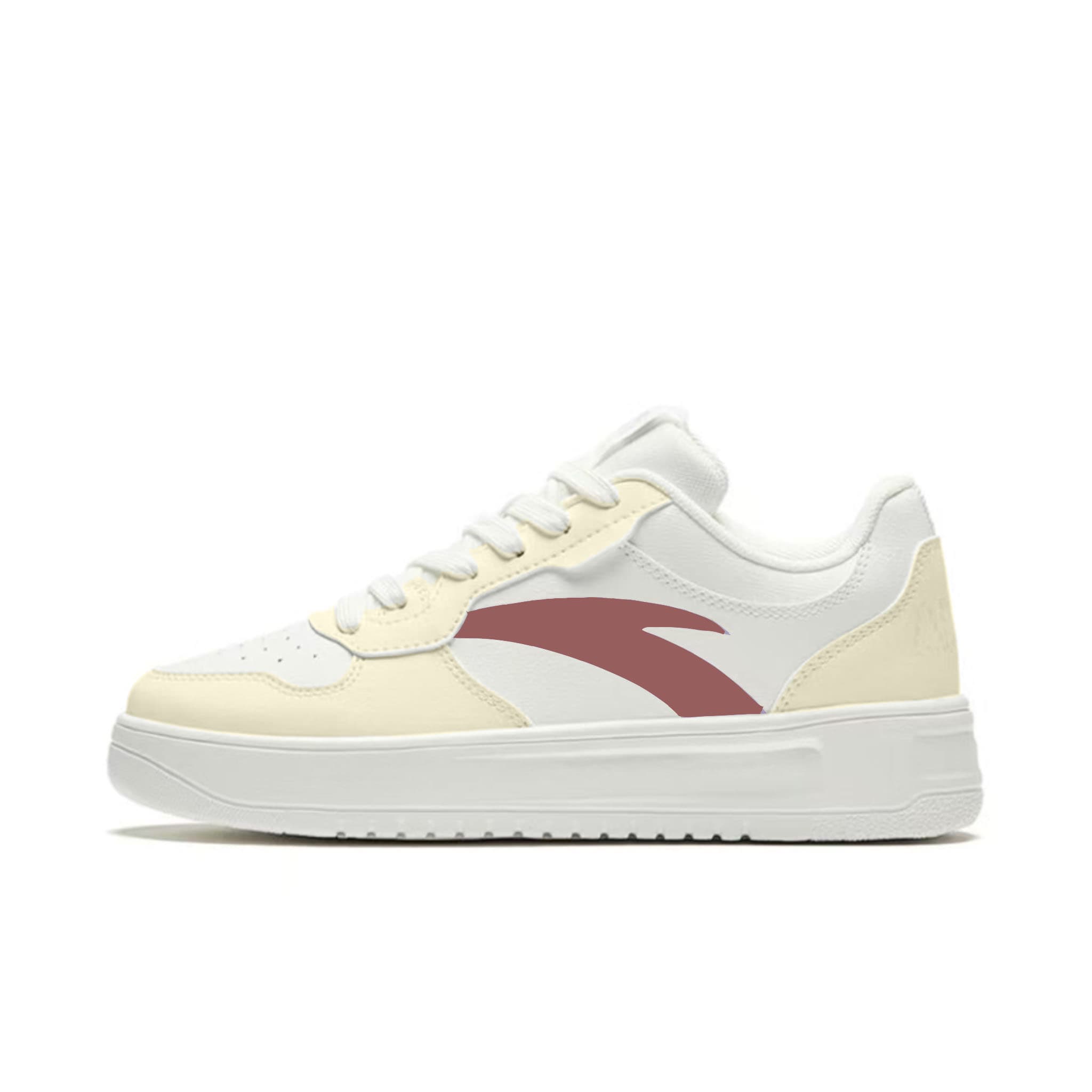 Anta 'Cheese & Red Wine' Custom Sneakers Low-Top Skate Shoes Women's White Yellow Red