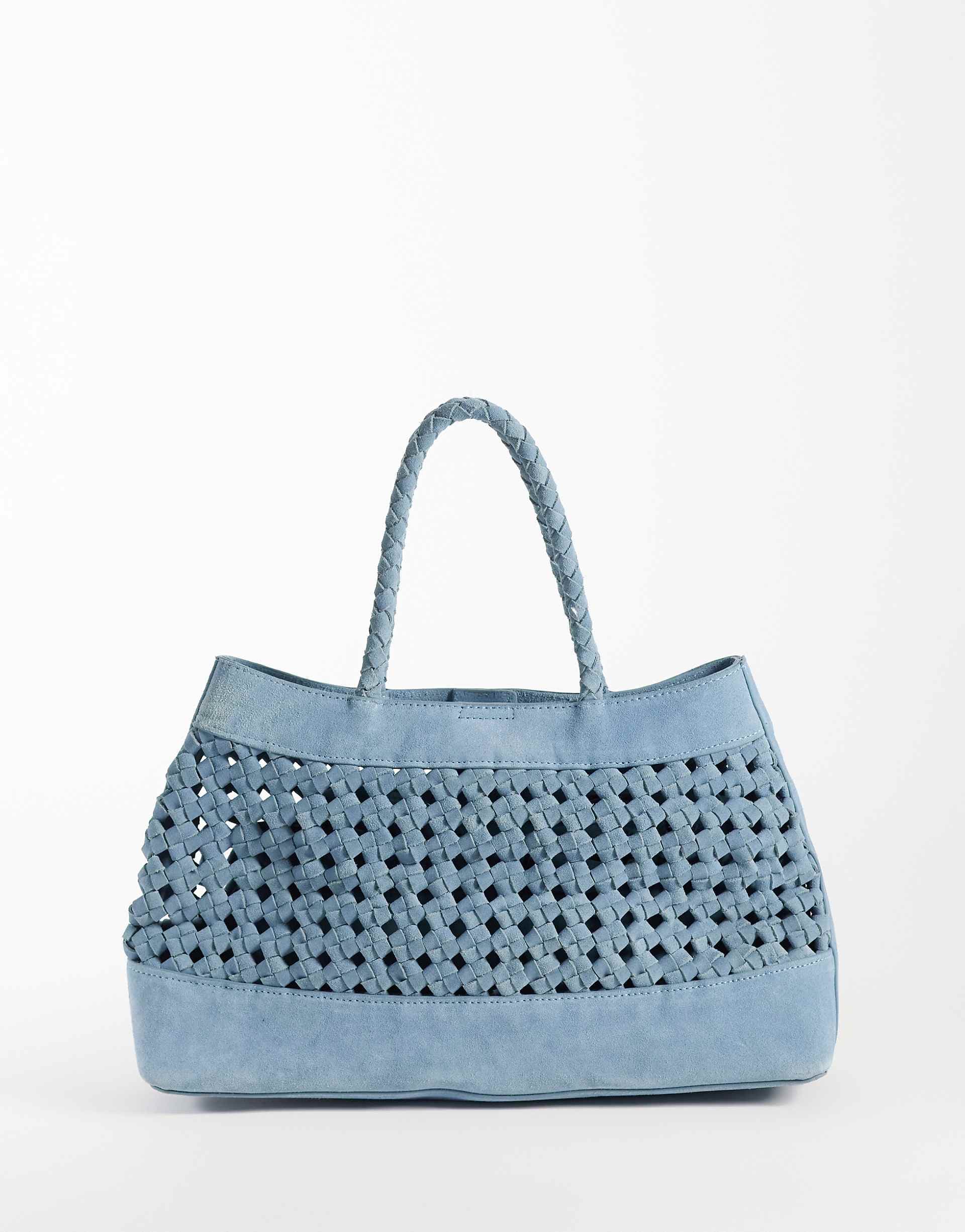 ASOS DESIGN suede weave bag in blue