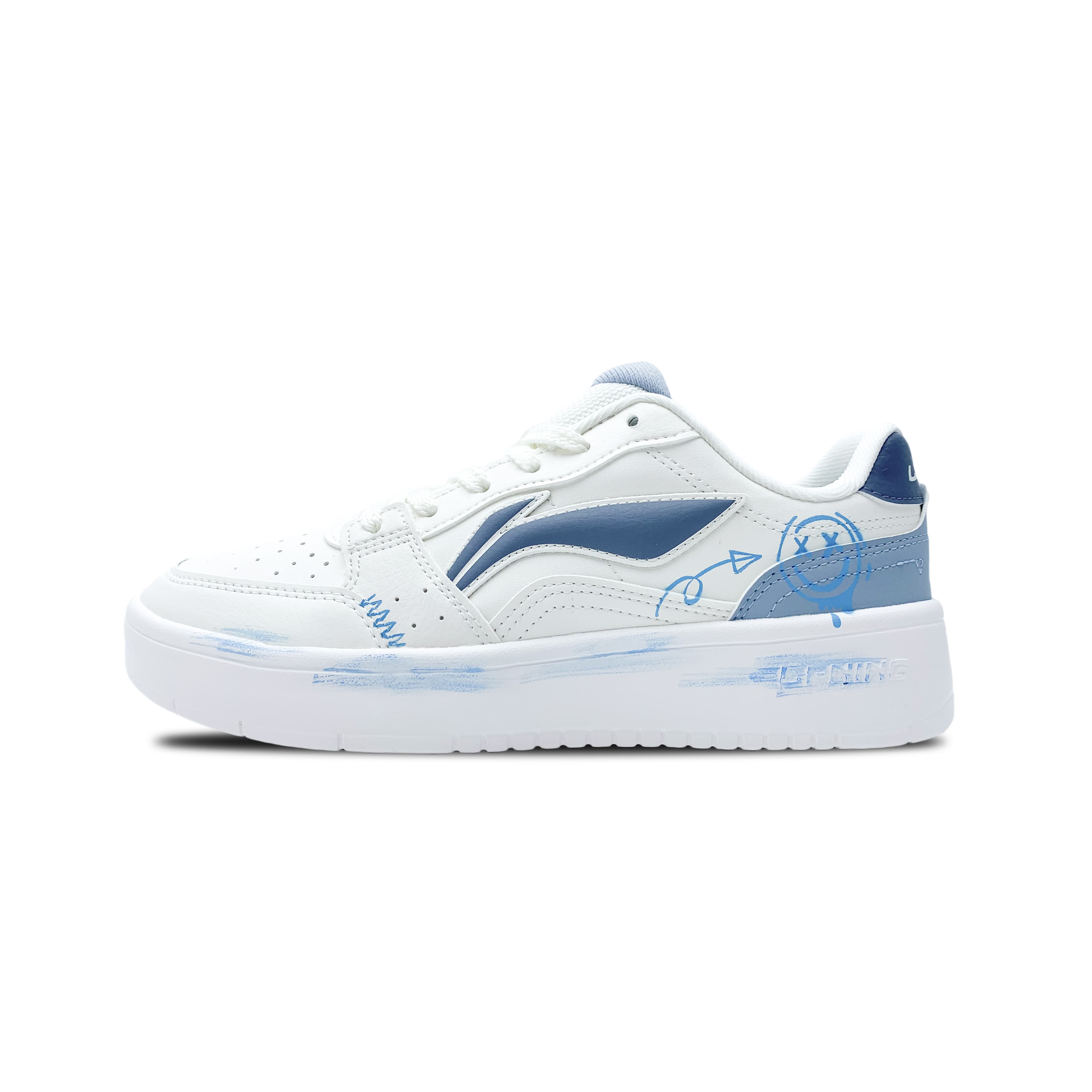 LiNing Treasure 2 Slip-Resistant Cushioning Wear-Resistant Low-Top Skateboard Shoes Men's White Blue