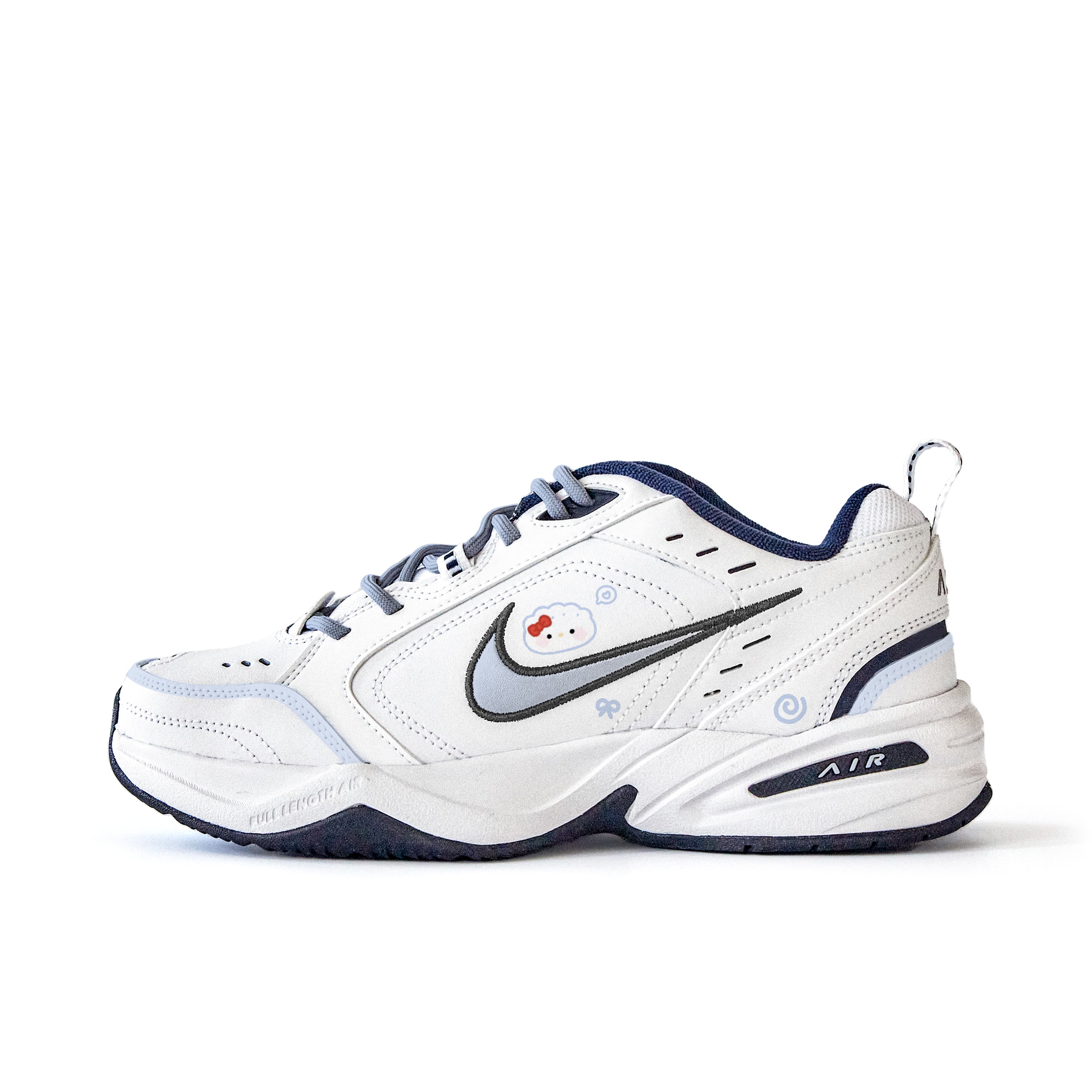 Custom Nike Air Monarch 4 Fashion Casual Versatile Slip-Resistant Wear-Resistant Low-Top Dad Shoes Unisex White Purple