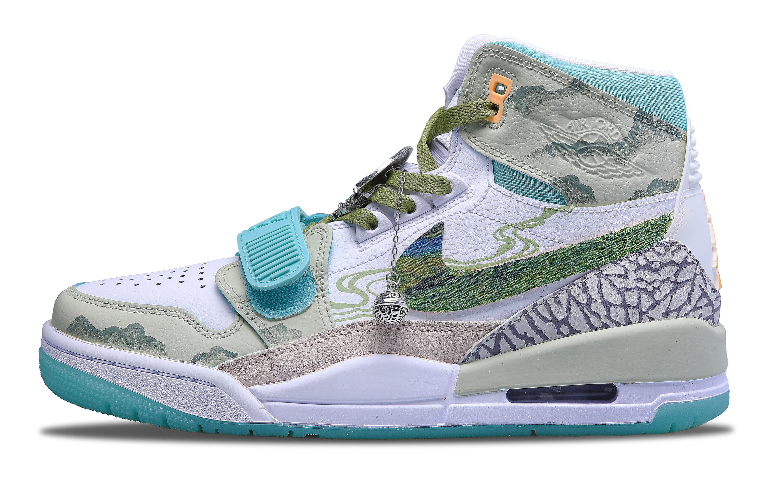 Jordan Legacy 312 Breathable And Sweat-absorbent High-Top Vintage Basketball Shoes Men's White Green