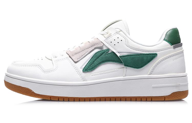 LiNing Tianji Slip-Resistant Cushioning Wear-Resistant Breathable Low-Top Skateboard Shoes White Green