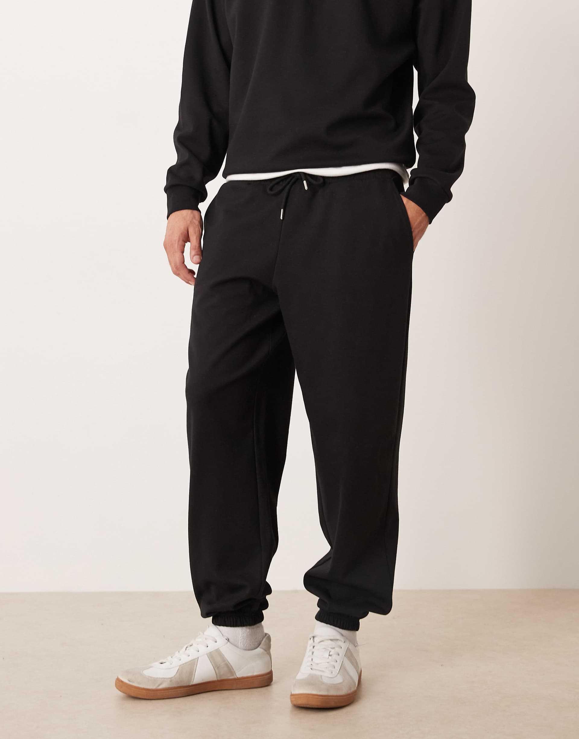 ASOS DESIGN soft touch oversized sweatpants in black - part of a set
