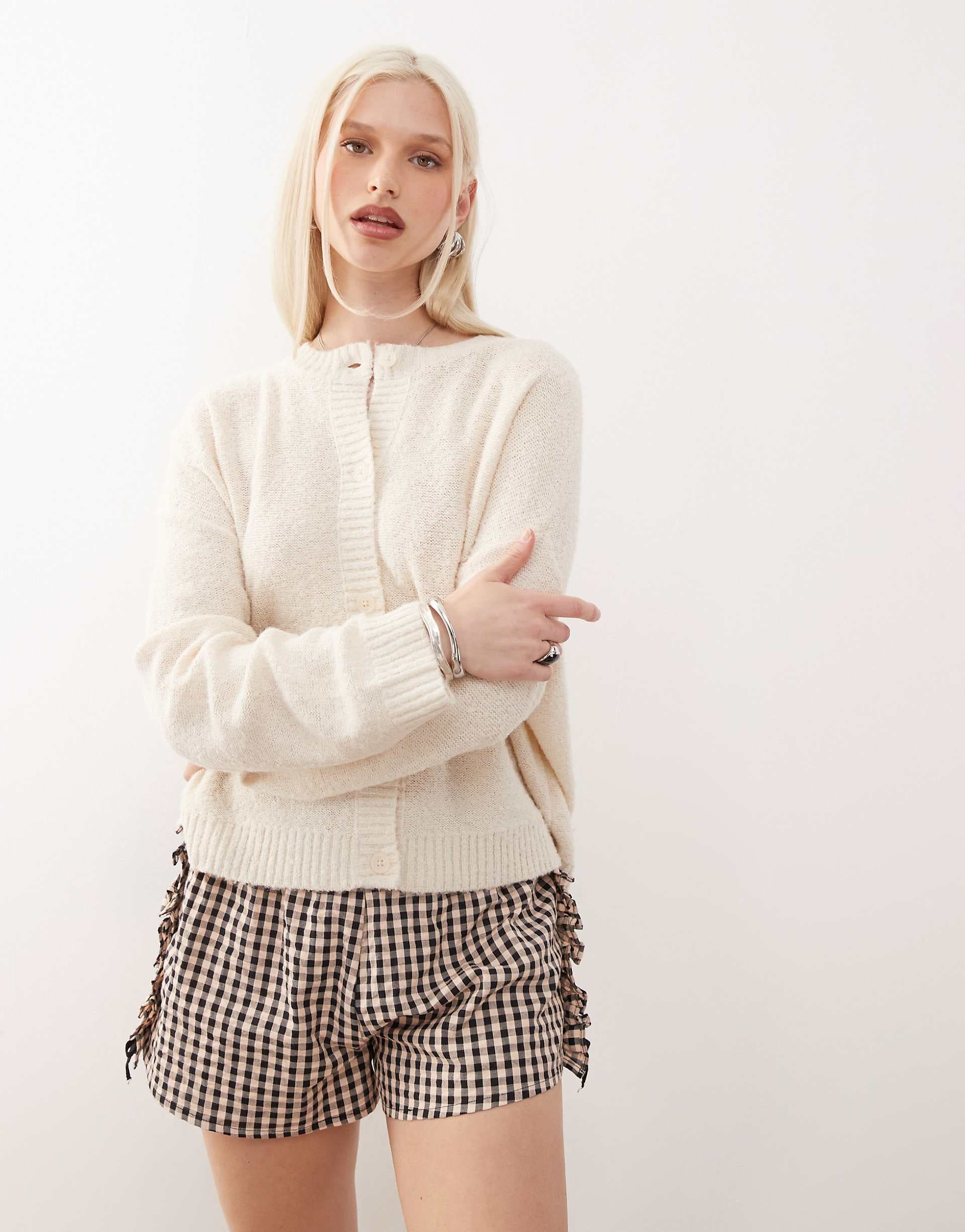 Reclaimed vintage Boxy Cardigan in cream