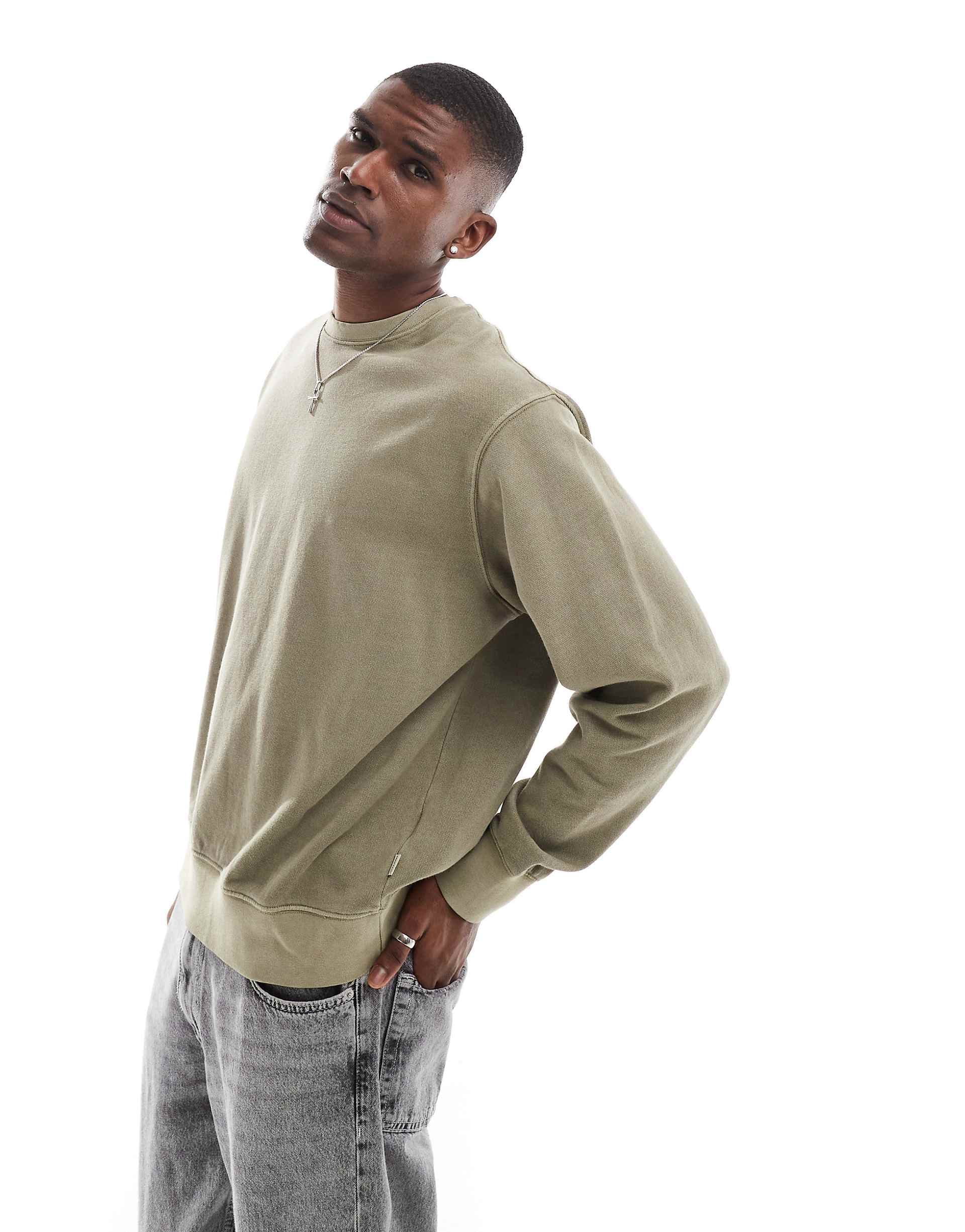 Jack & Jones super oversized sweatshirt in washed khaki