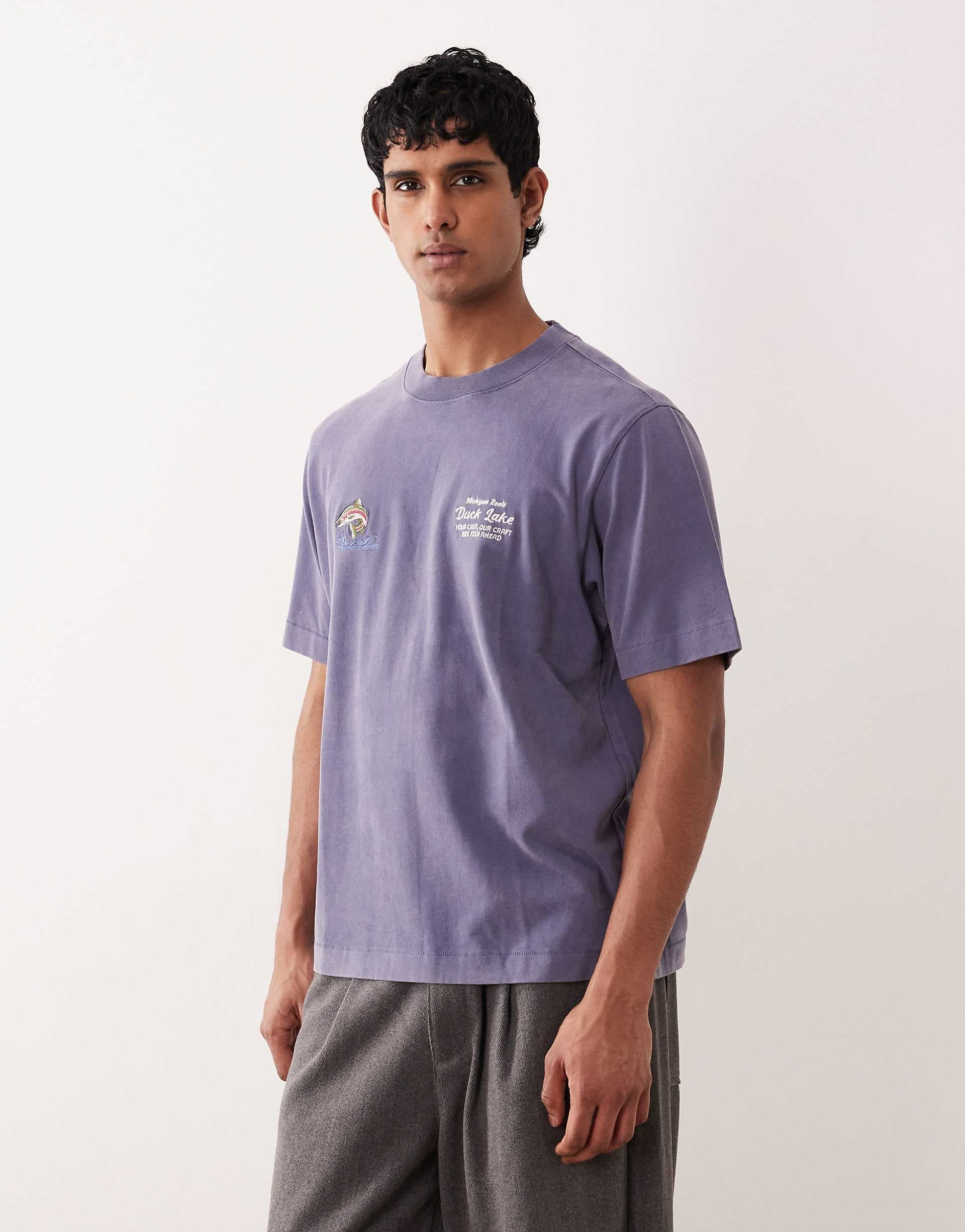 Abercrombie & Fitch western embroidered T-shirt in navy