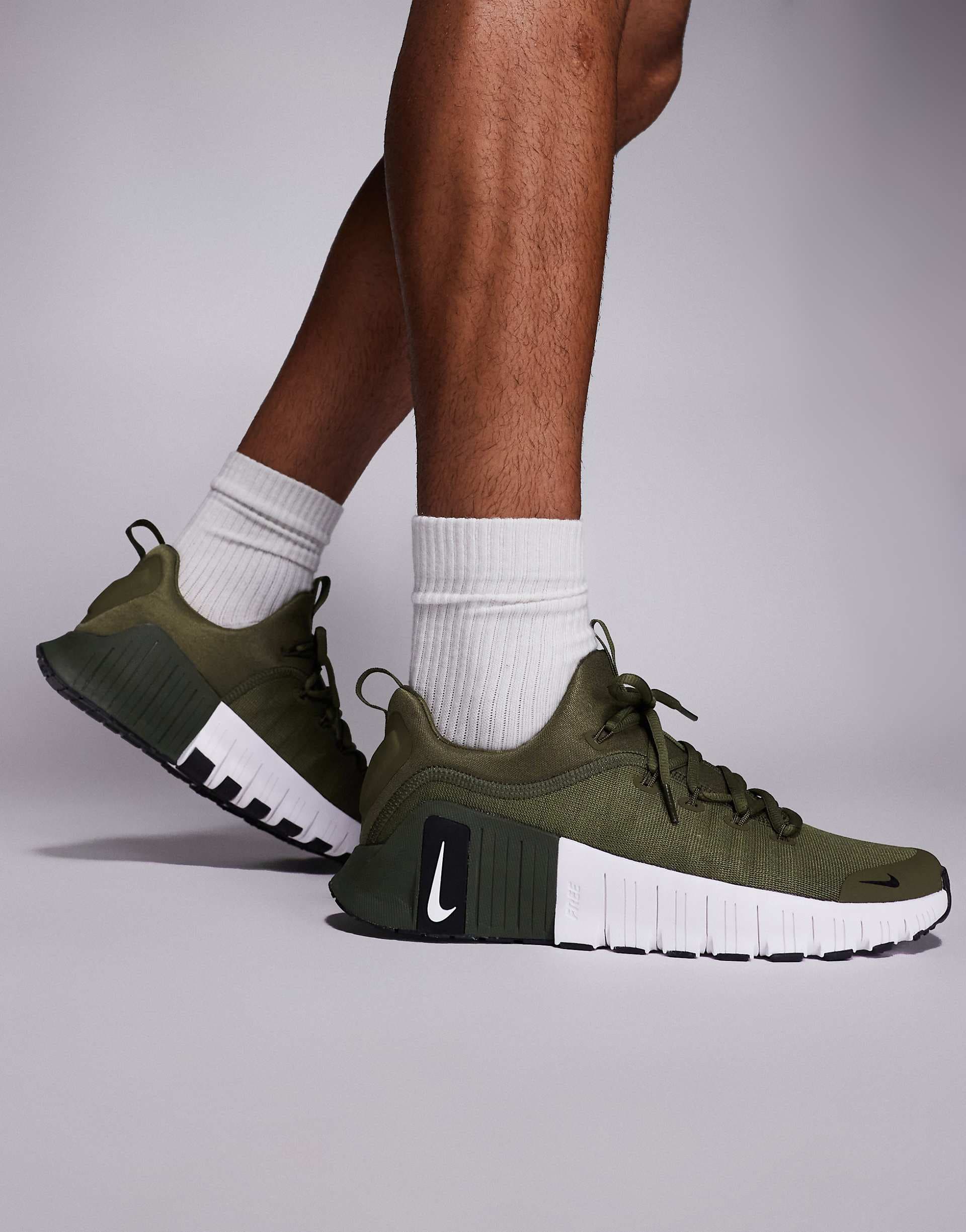 Nike Training Metcon 6 sneakers in white and khaki