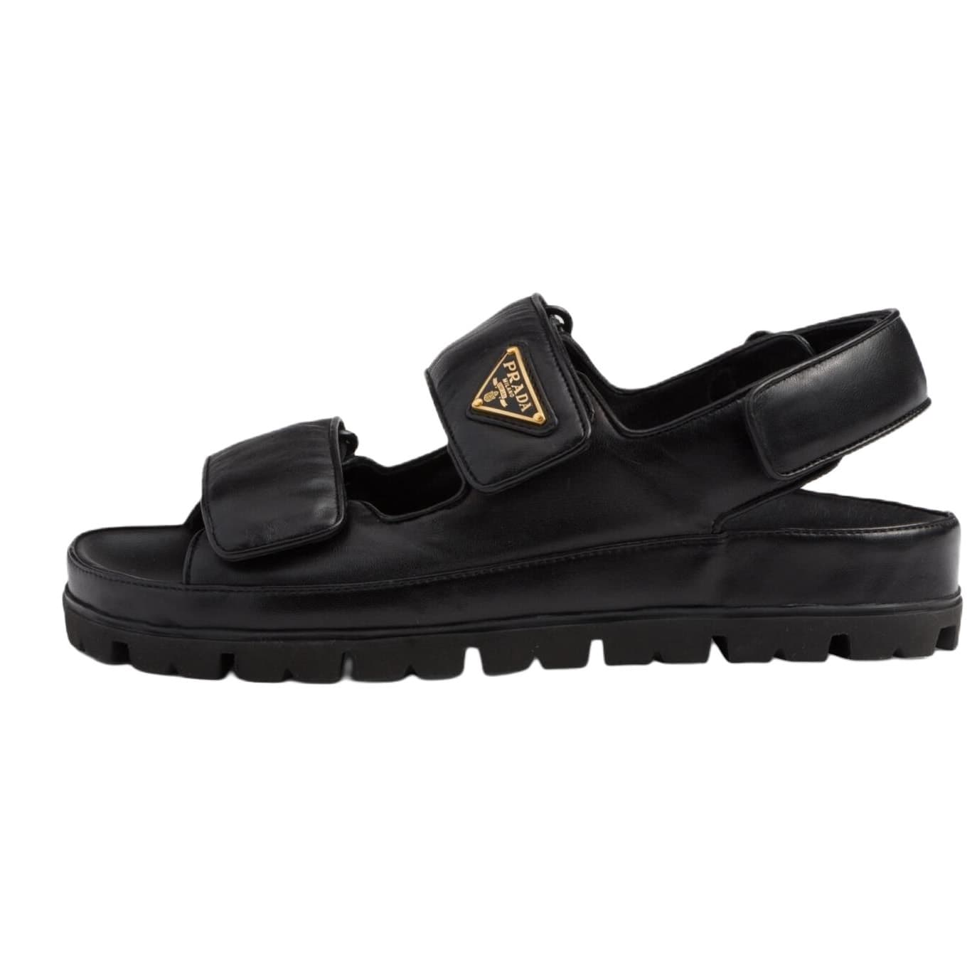 PRADA Leather Minimalist Platform Comfortable Single-Strap Sandals Women's Black