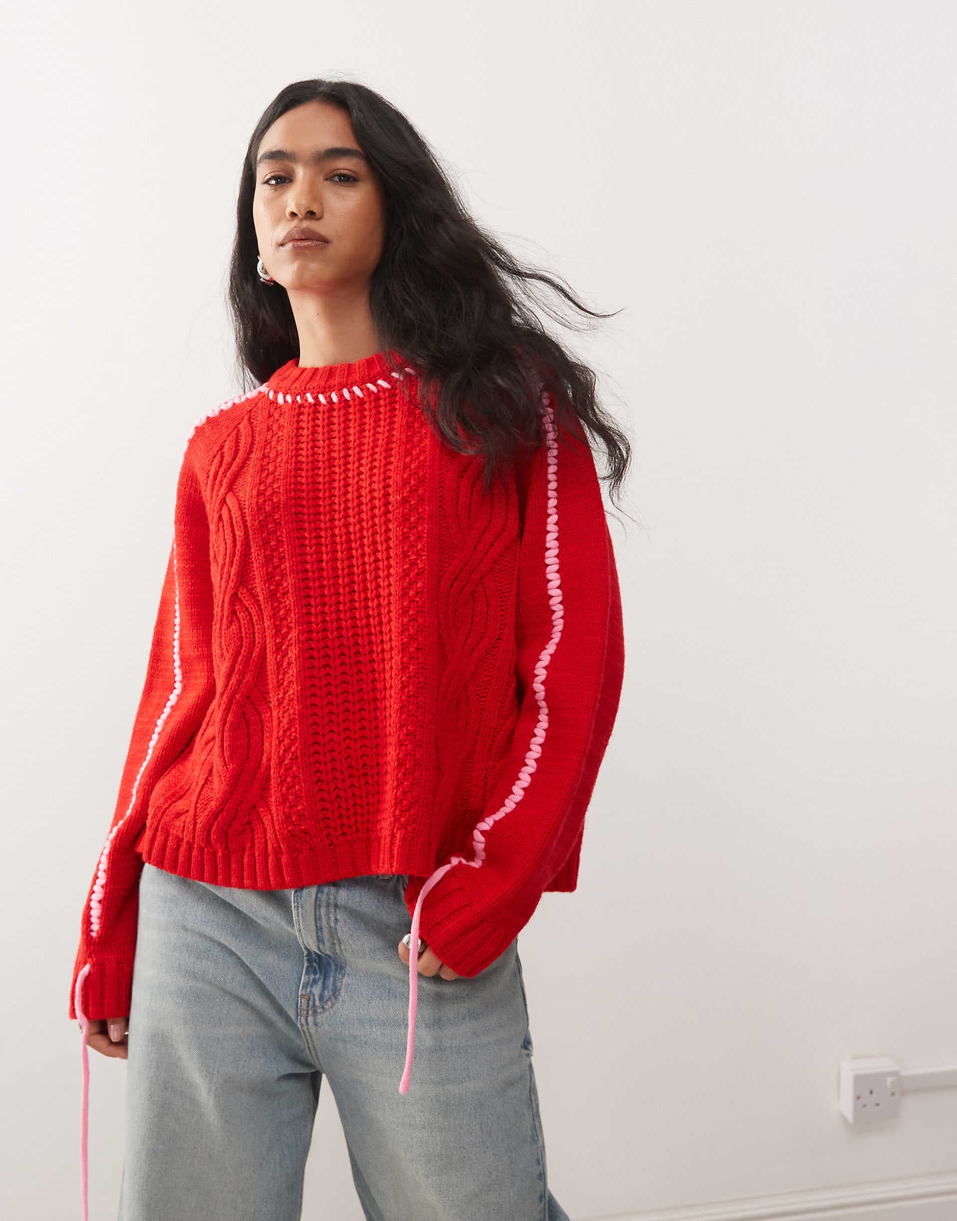 COLLUSION heavy cable knit sweater