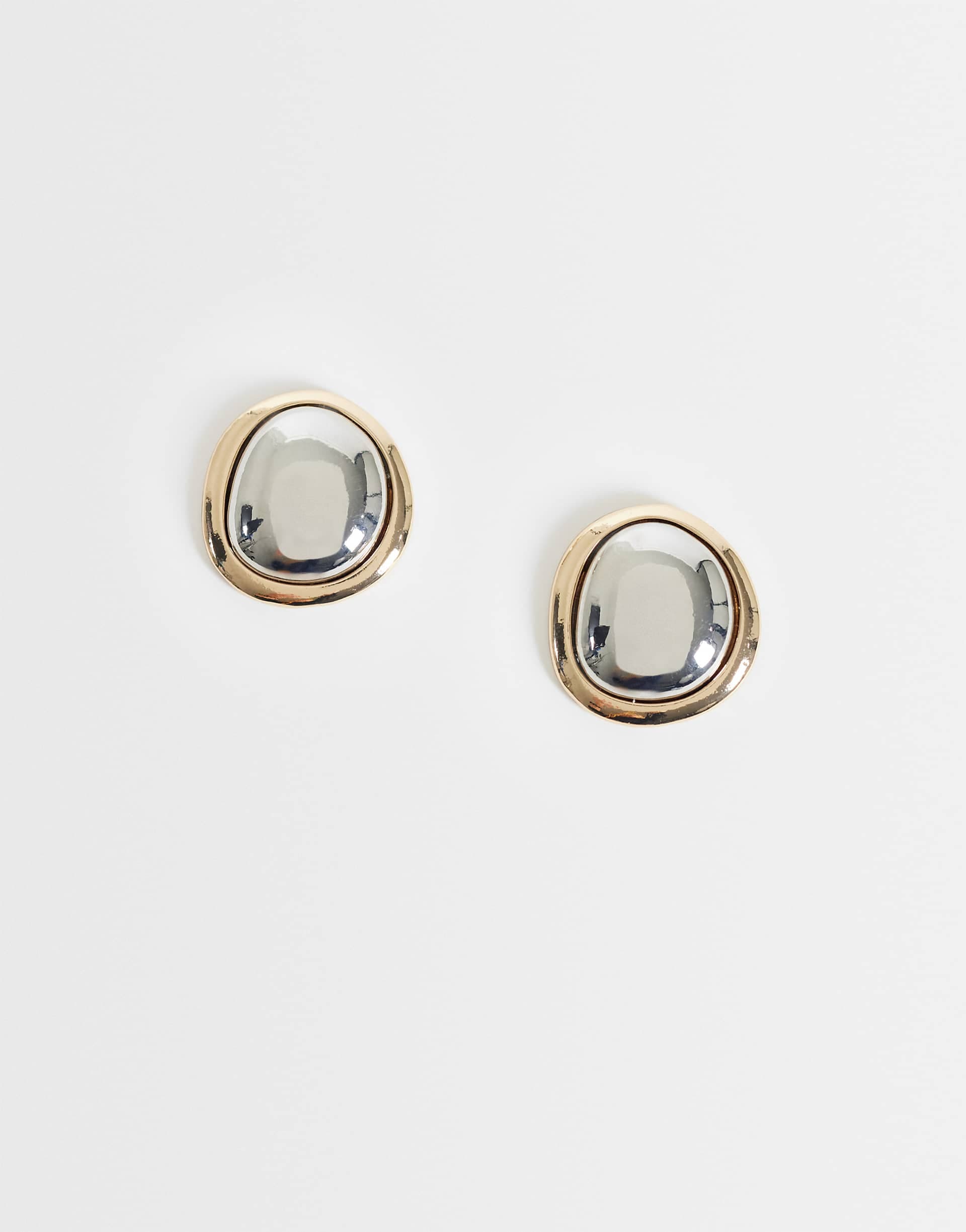 DesignB London mixed metal stud earrings in silver and gold