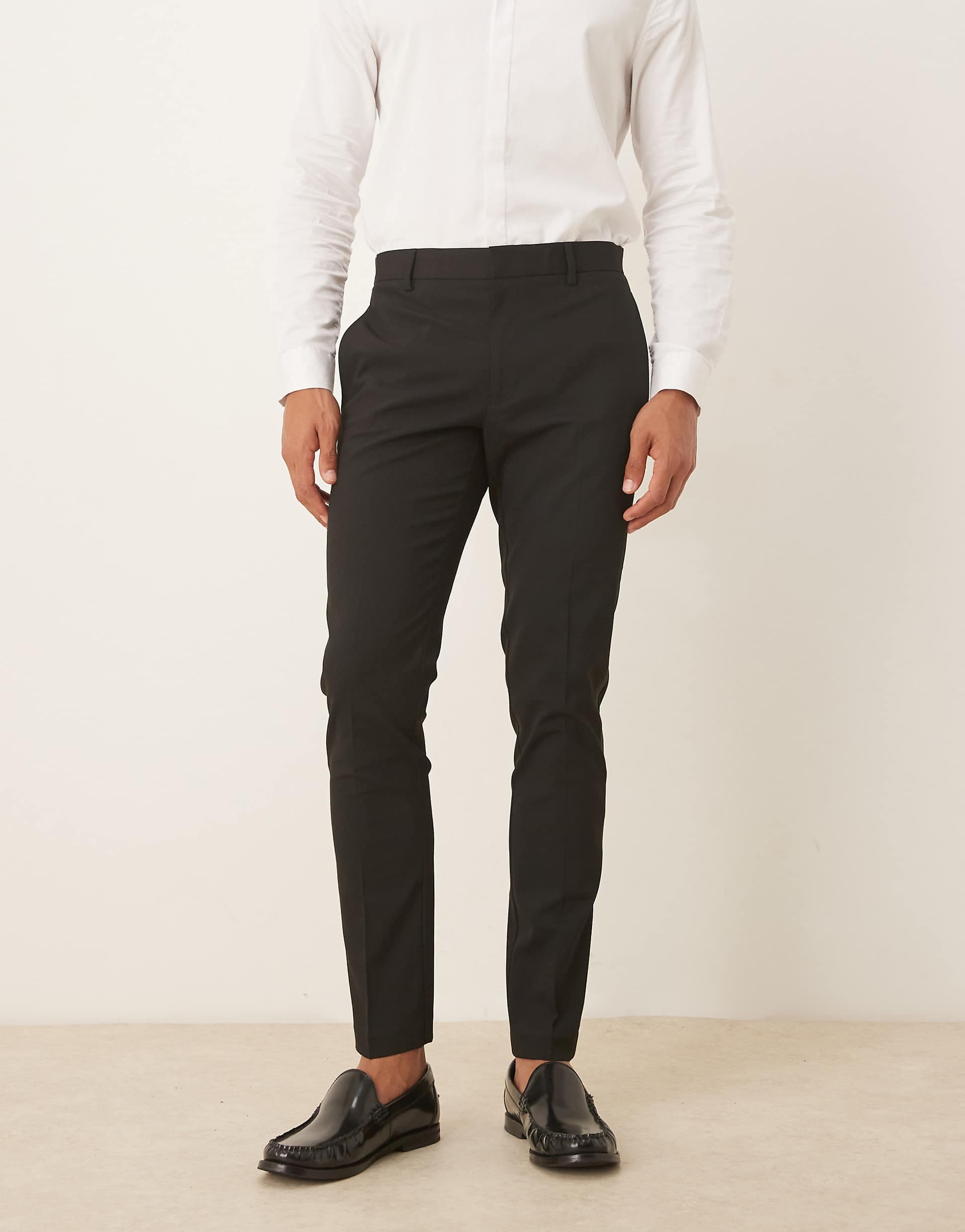 ASOS DESIGN skinny tuxedo pants in black