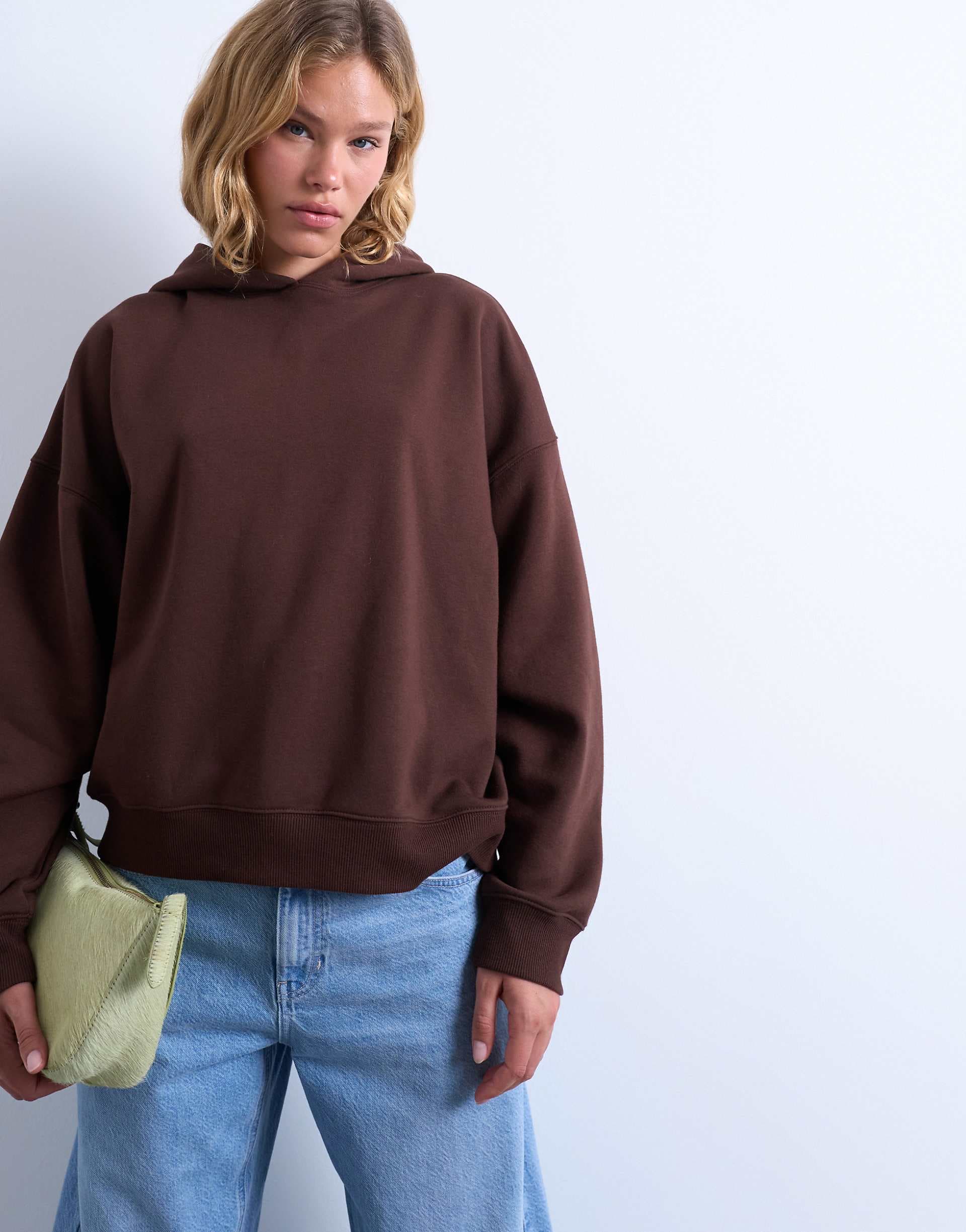 Topshop ultimate hoodie in chocolate brown