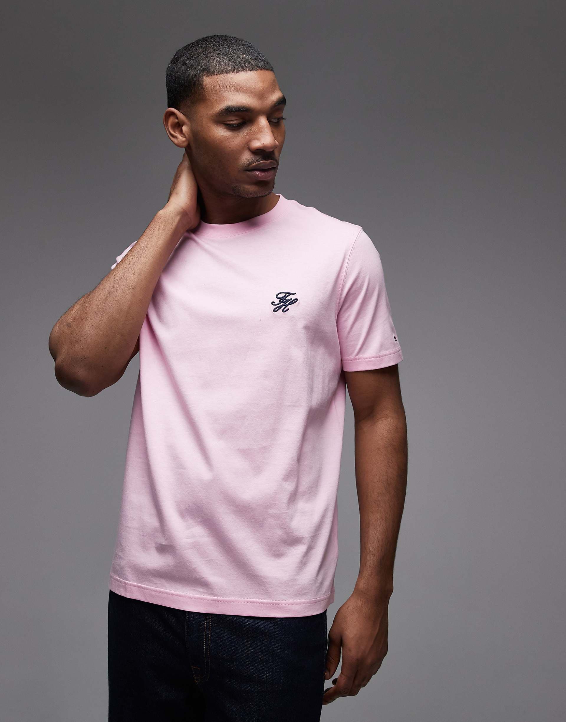 Tommy Hilfiger script monogram T-shirt in pink