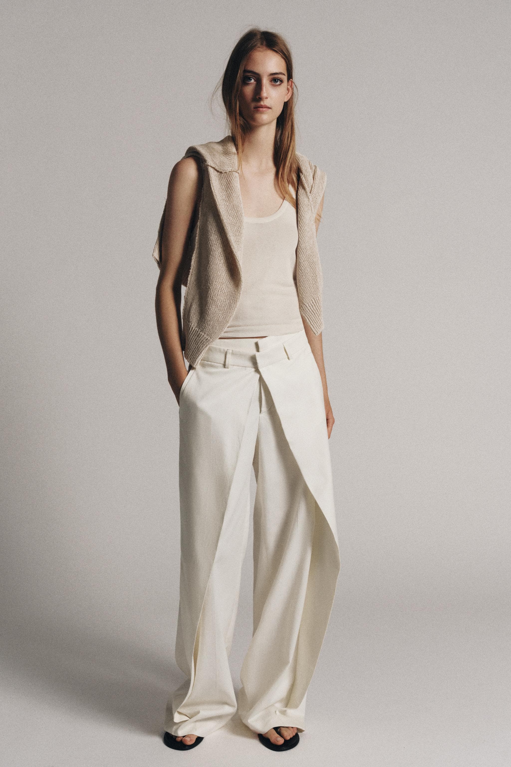 ZW COLLECTION WIDE-LEG PLEATED TROUSERS