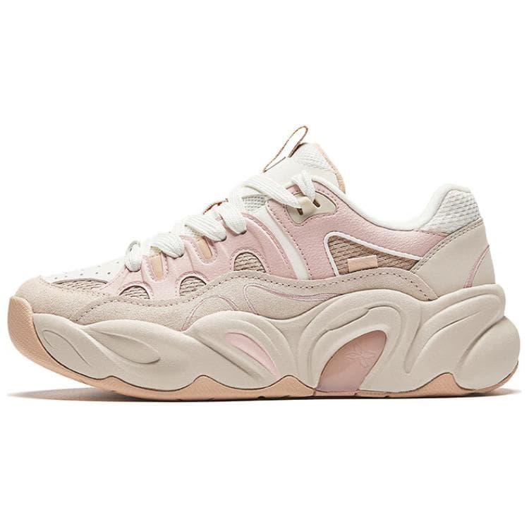 ANTA Chunky Sneakers Women's Low-Top White Limestone/Glow Pink/Light Walnut