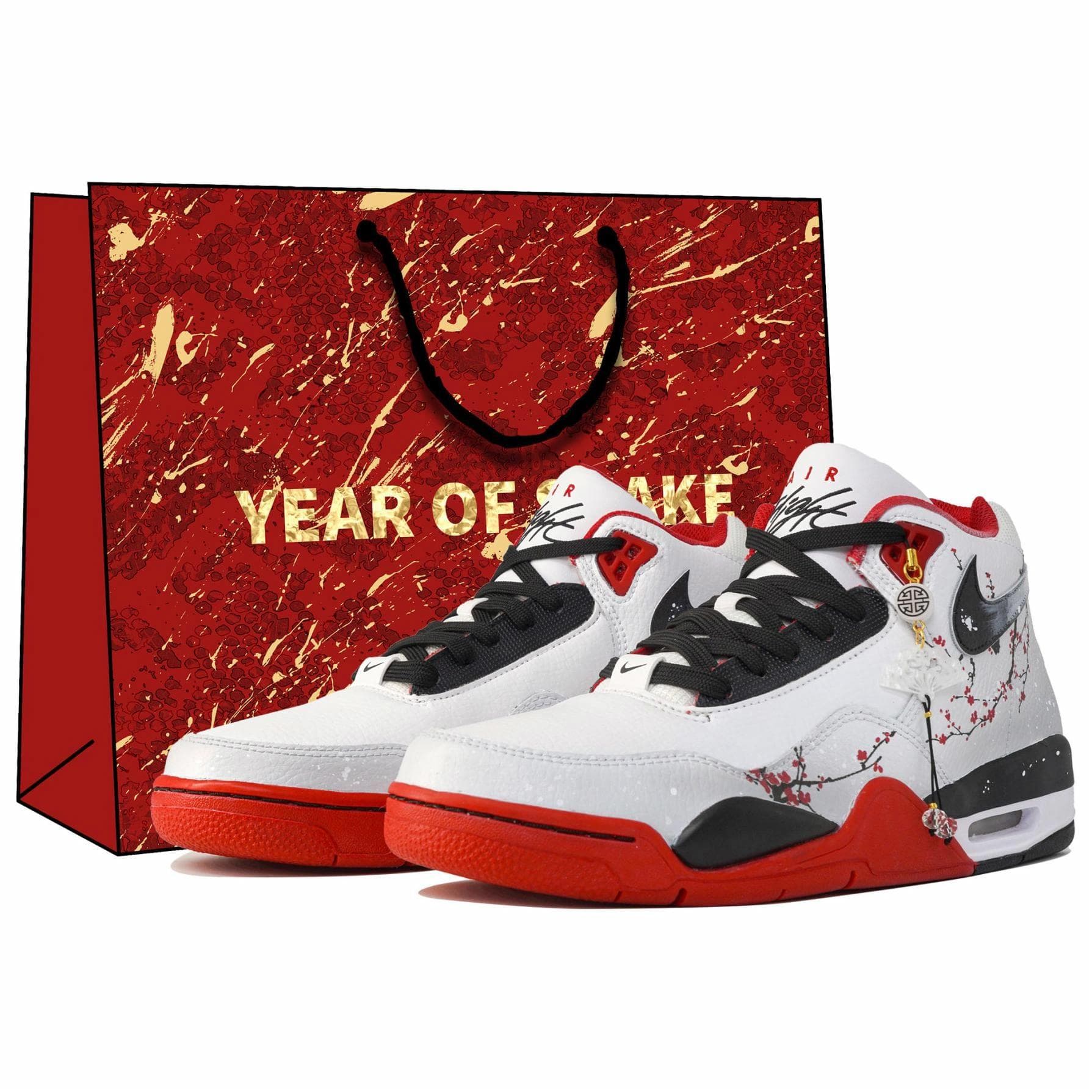 Nike Flight Legacy Vintage Basketball Shoes Unisex Mid-Top Black Red