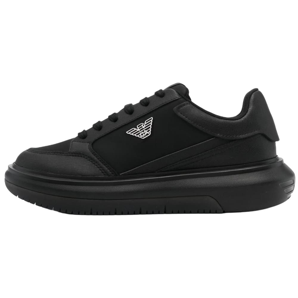 EMPORIO ARMANI Round-Toe Lace-Up Low-Top Shoes Men's Black