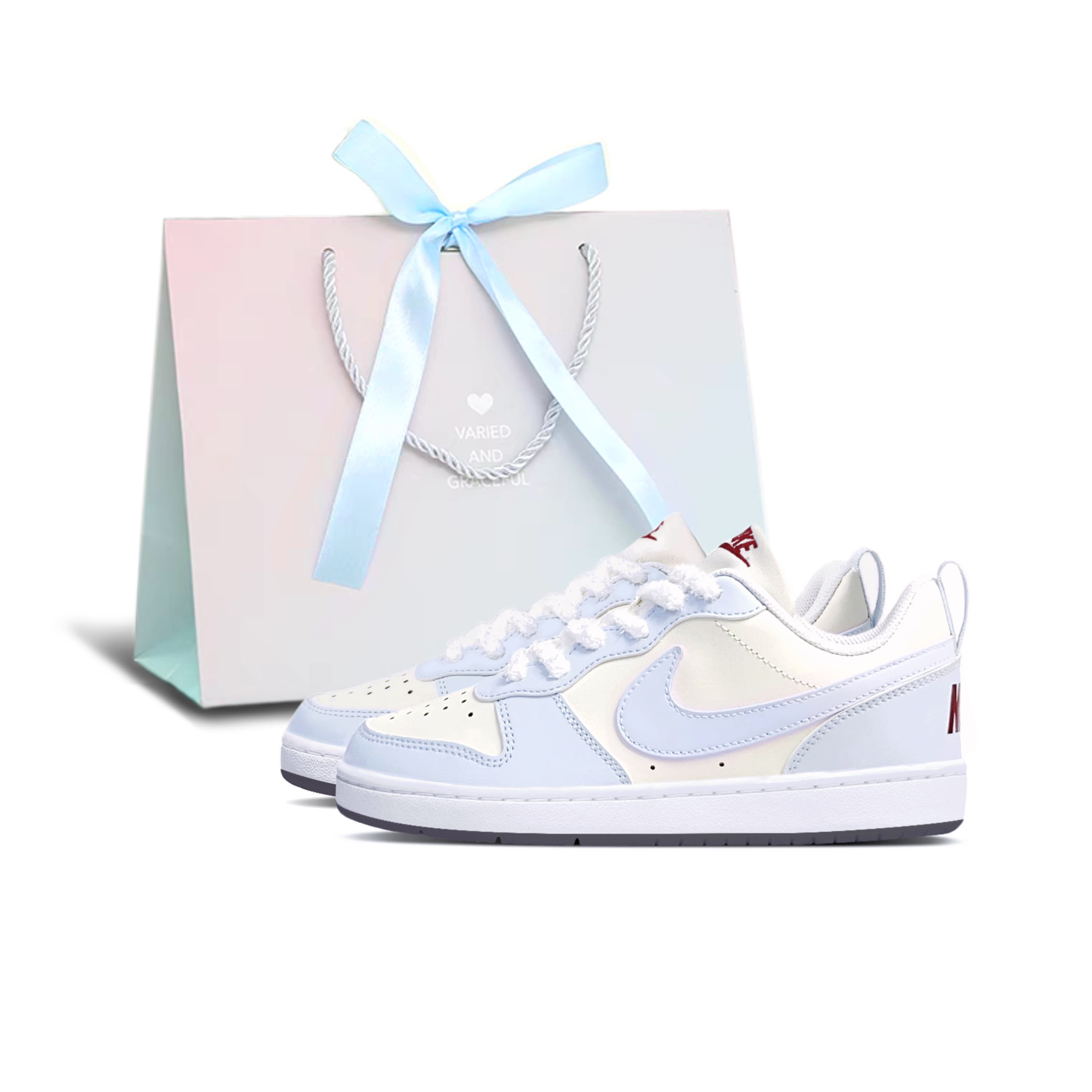 Nike Court Borough Skateboard Shoes Women's Low-Top Blue/White