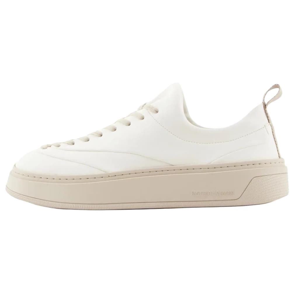 EMPORIO ARMANI Lace-Up Thick Sole Solid Color Minimalist Low-Top Casual Shoes Men's Off-White