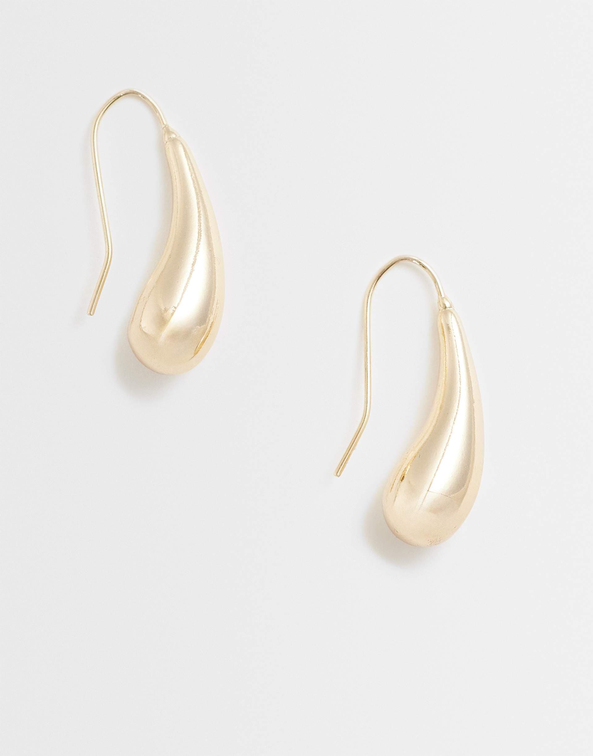 ASOS DESIGN hoop earrings with small teardrop detailing in gold tone