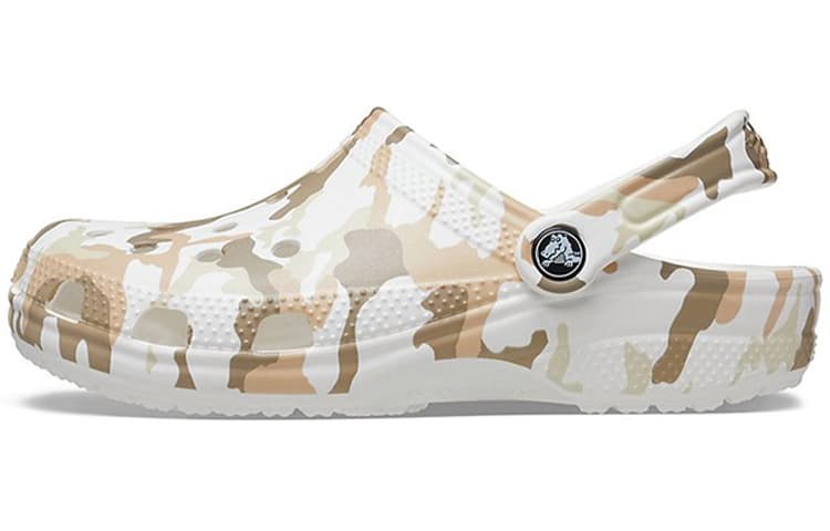 Crocs Classic Clog Camouflage Print Beach Clog Sandals White Camo Unisex