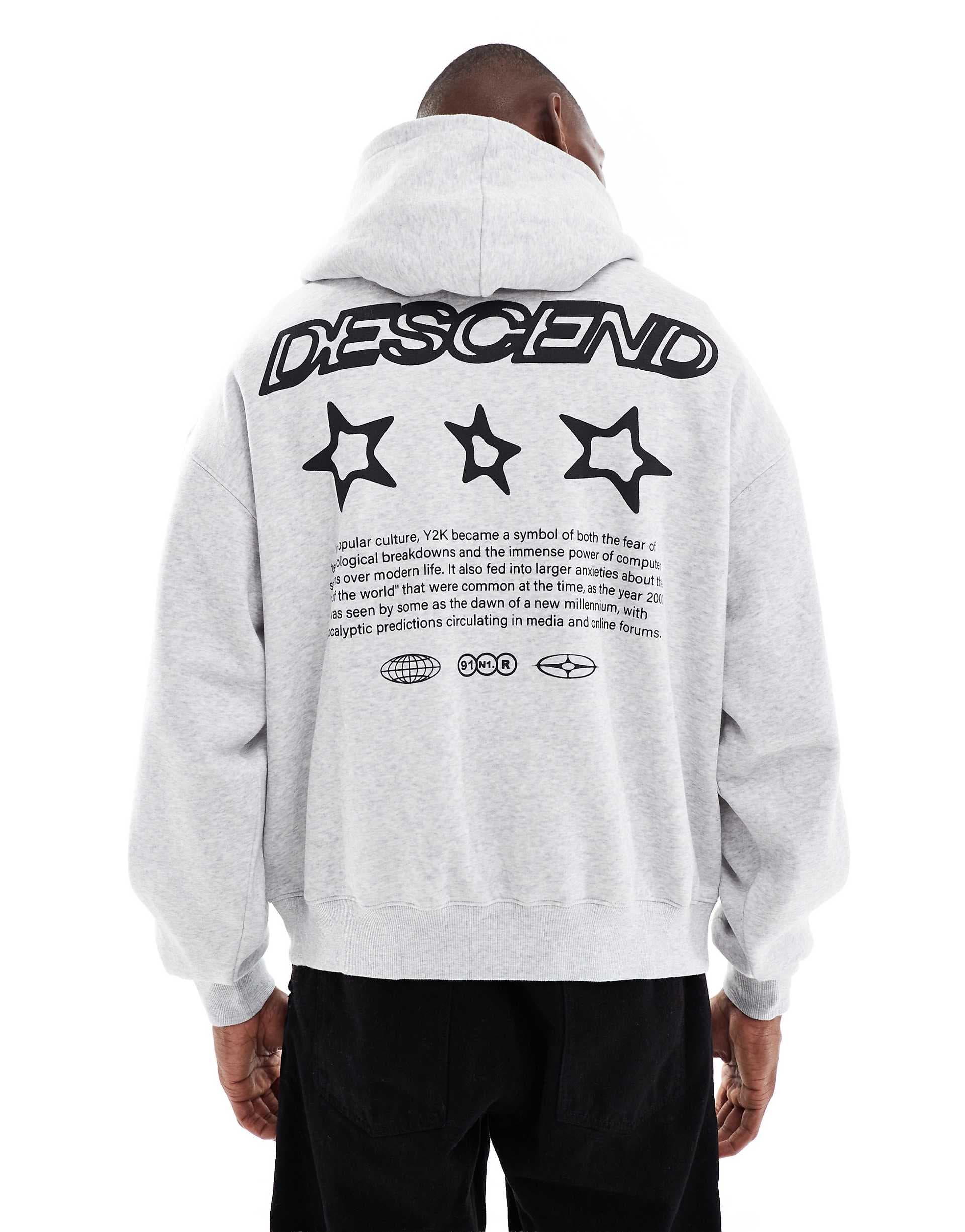 Cotton On cropped fit graphic hoodie in gray heather