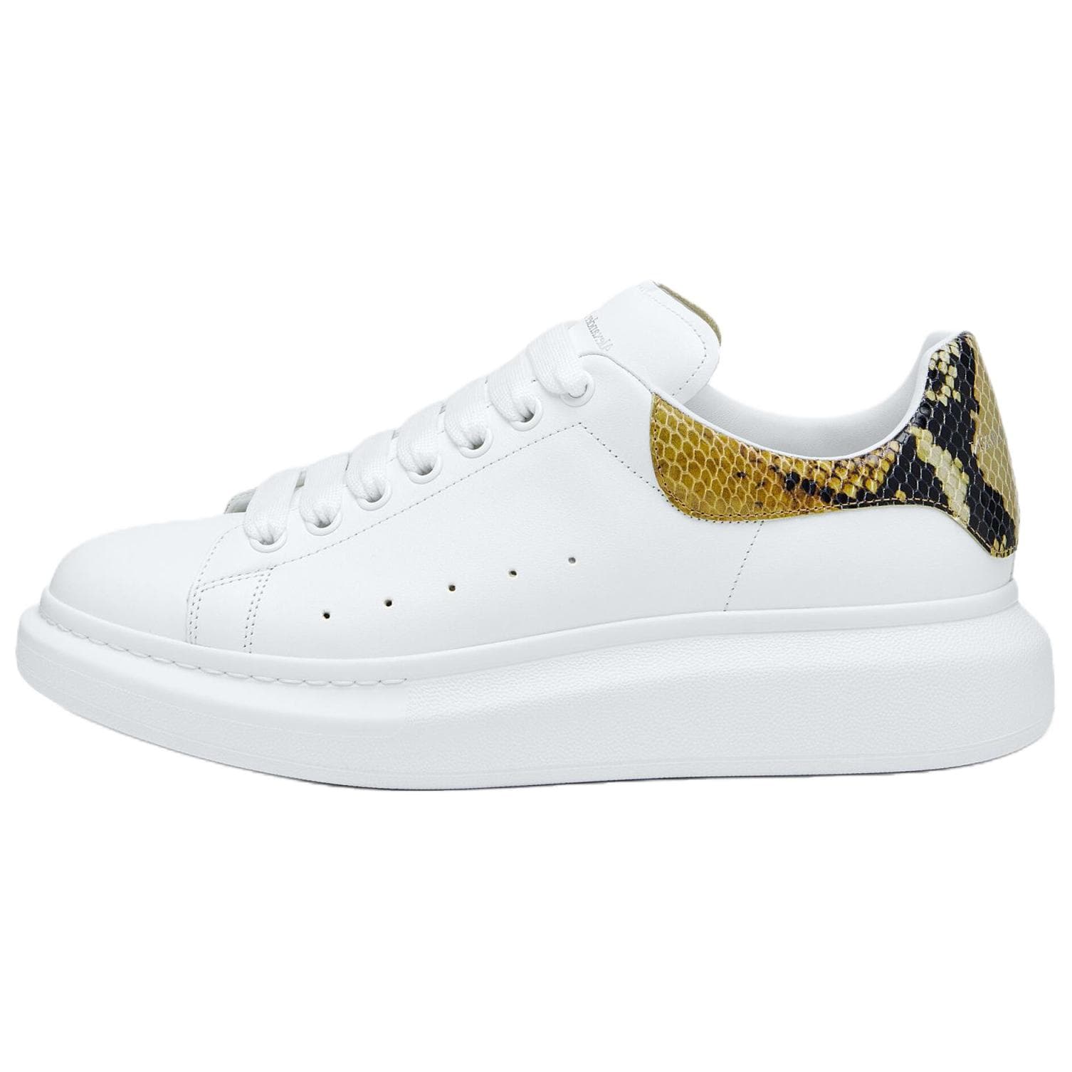 Alexander McQueen Cow Leather Round Toe Lace-Up Wide Fit Low-Top Casual Shoes Men's White