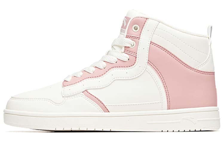 ANTA Life Collection Skateboard Shoes Women's High-Top White Pink