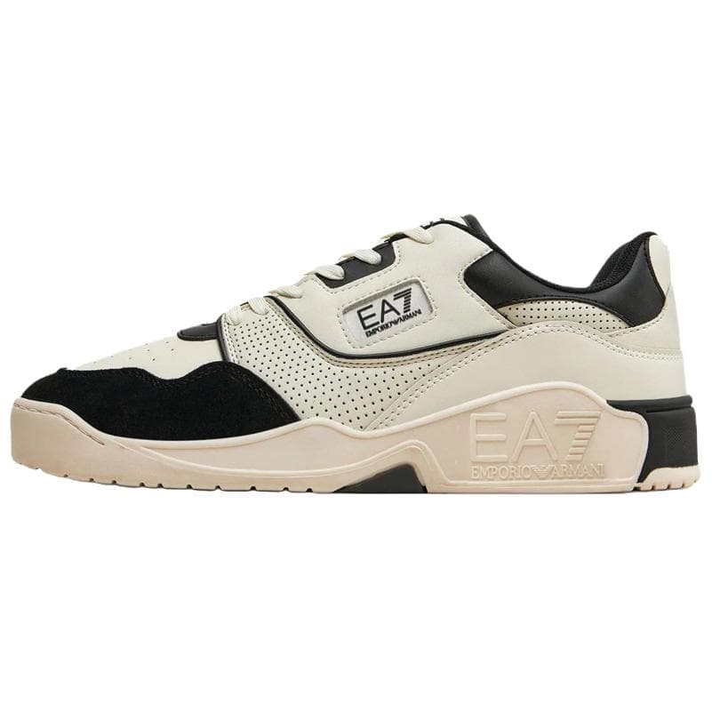 EMPORIO ARMANI EA7 Leather Lace-Up Flat Low-Top Casual Shoes Men's White
