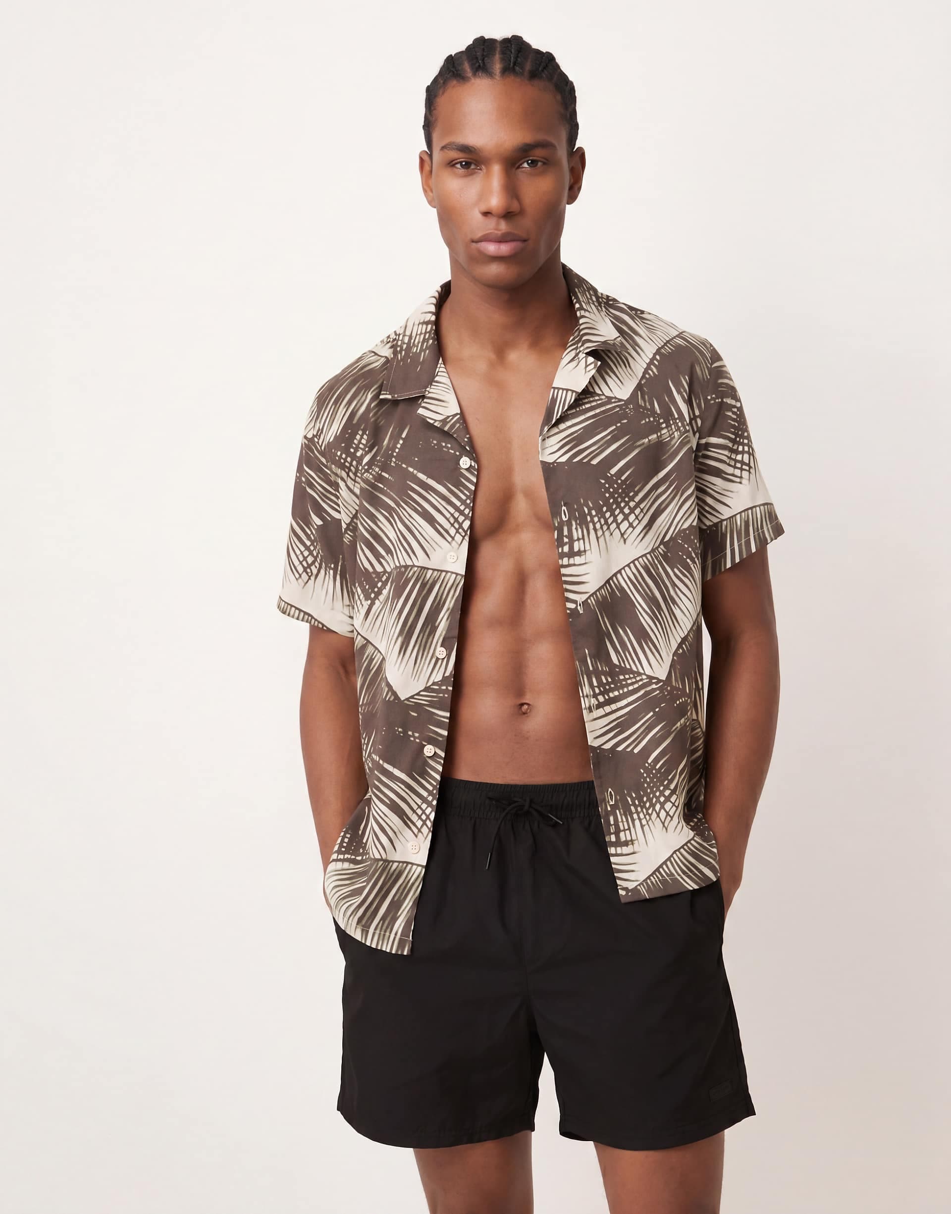 Calvin Klein drawstring swim shorts in black