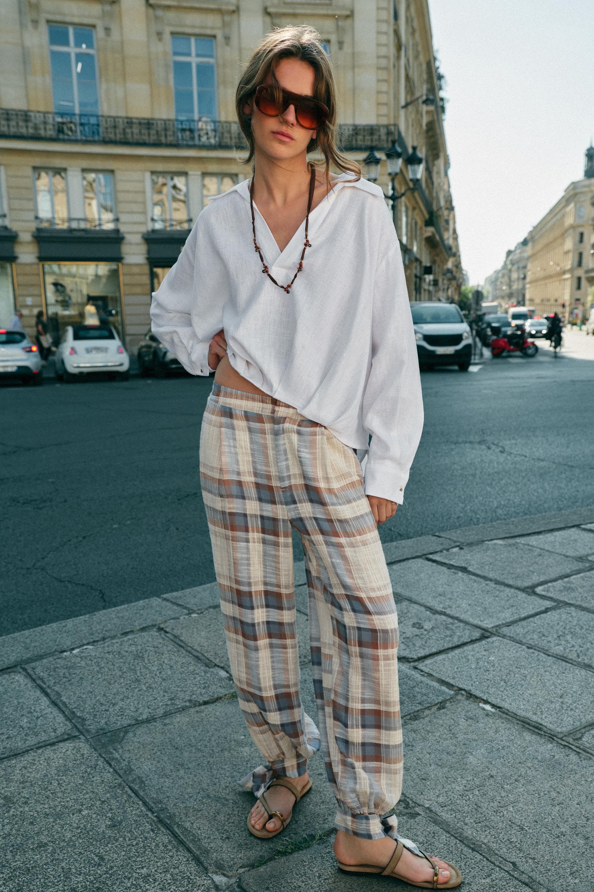 CHECKED SAROUEL TROUSERS WITH BOWS
