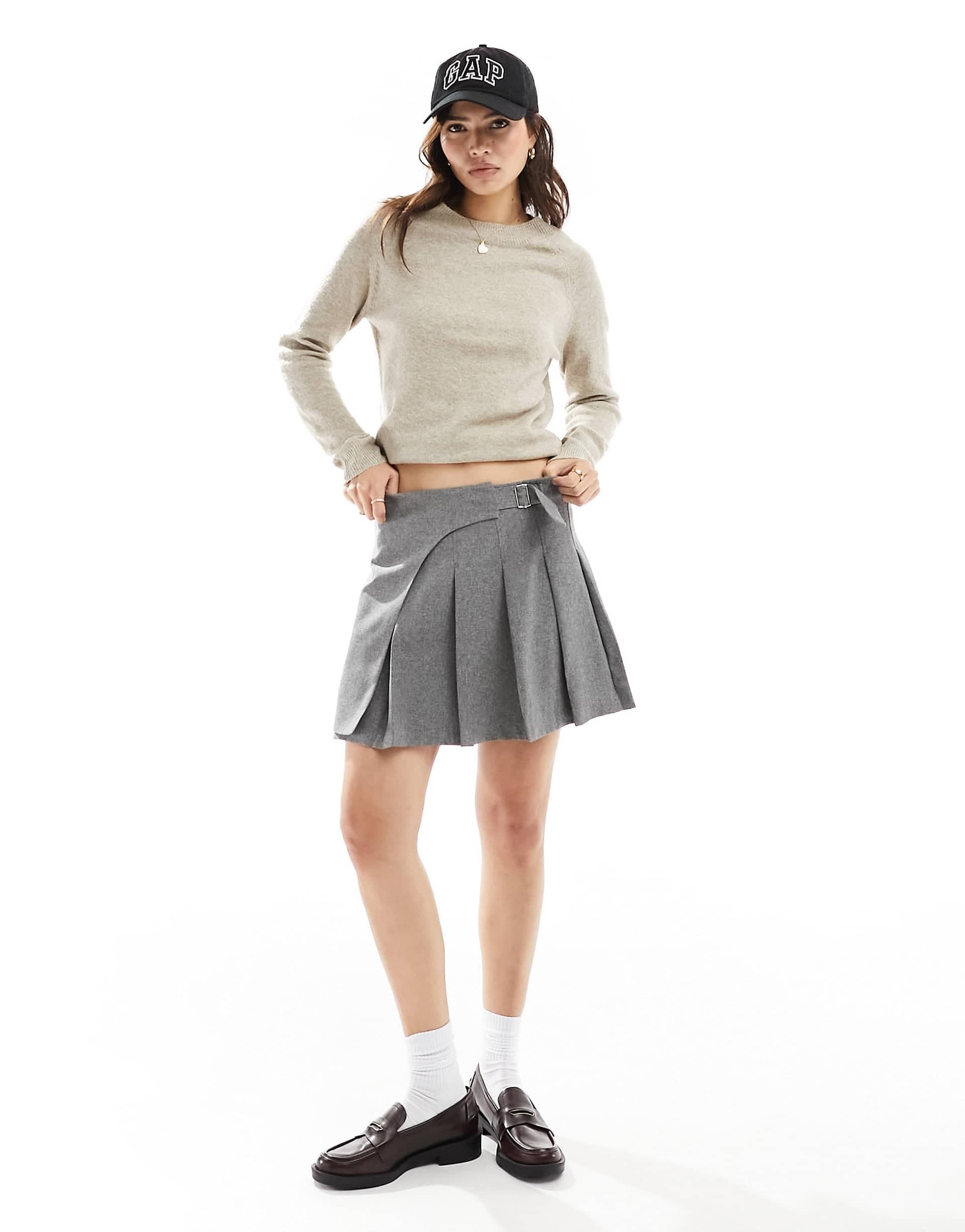 Only crew neck sweater in brown melange