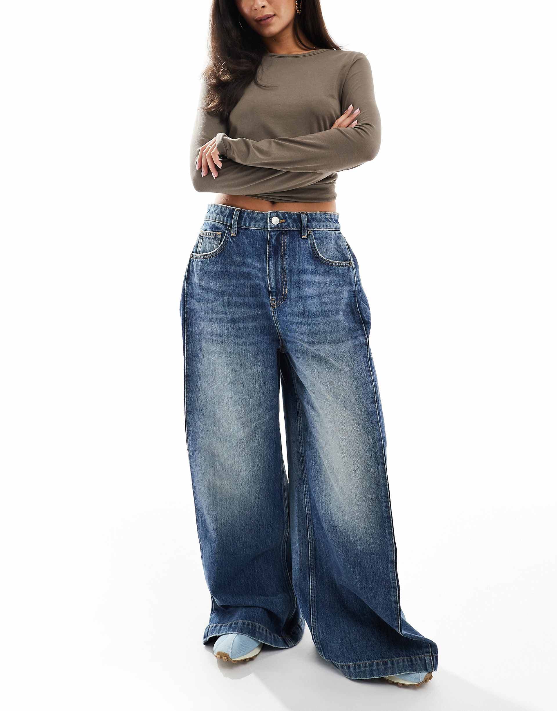 Cotton On 91 wide jeans in pleat florence blue