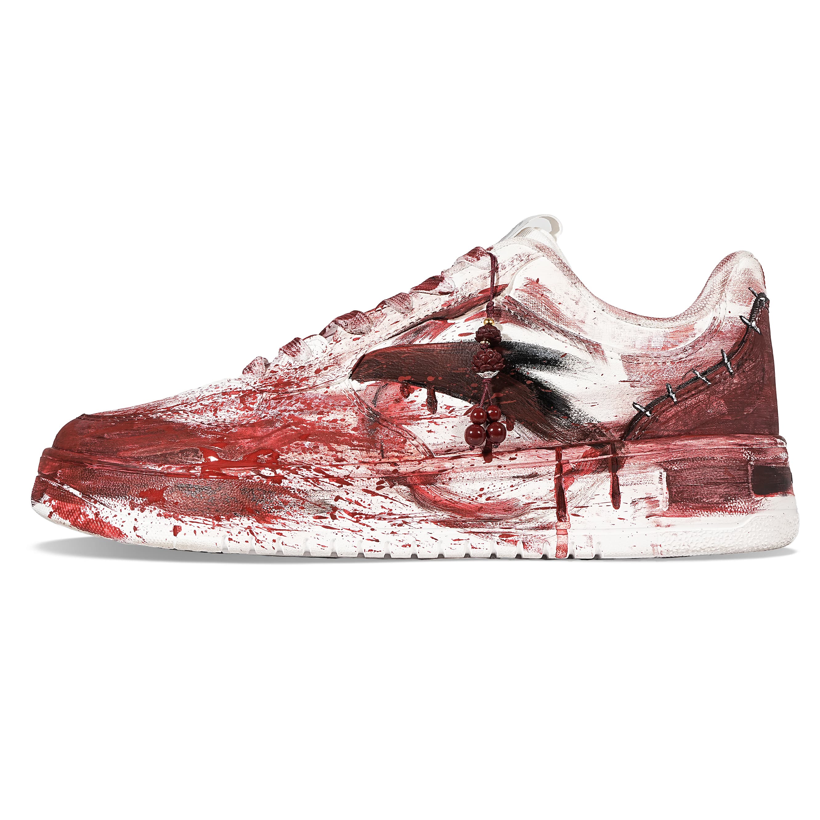 Anta 'Blood Shadow' Custom Sneakers Splatter Dye Simple Casual Classic Versatile Non-Slip Cushioned Durable Low-Top Skate Shoes Unisex Crimson