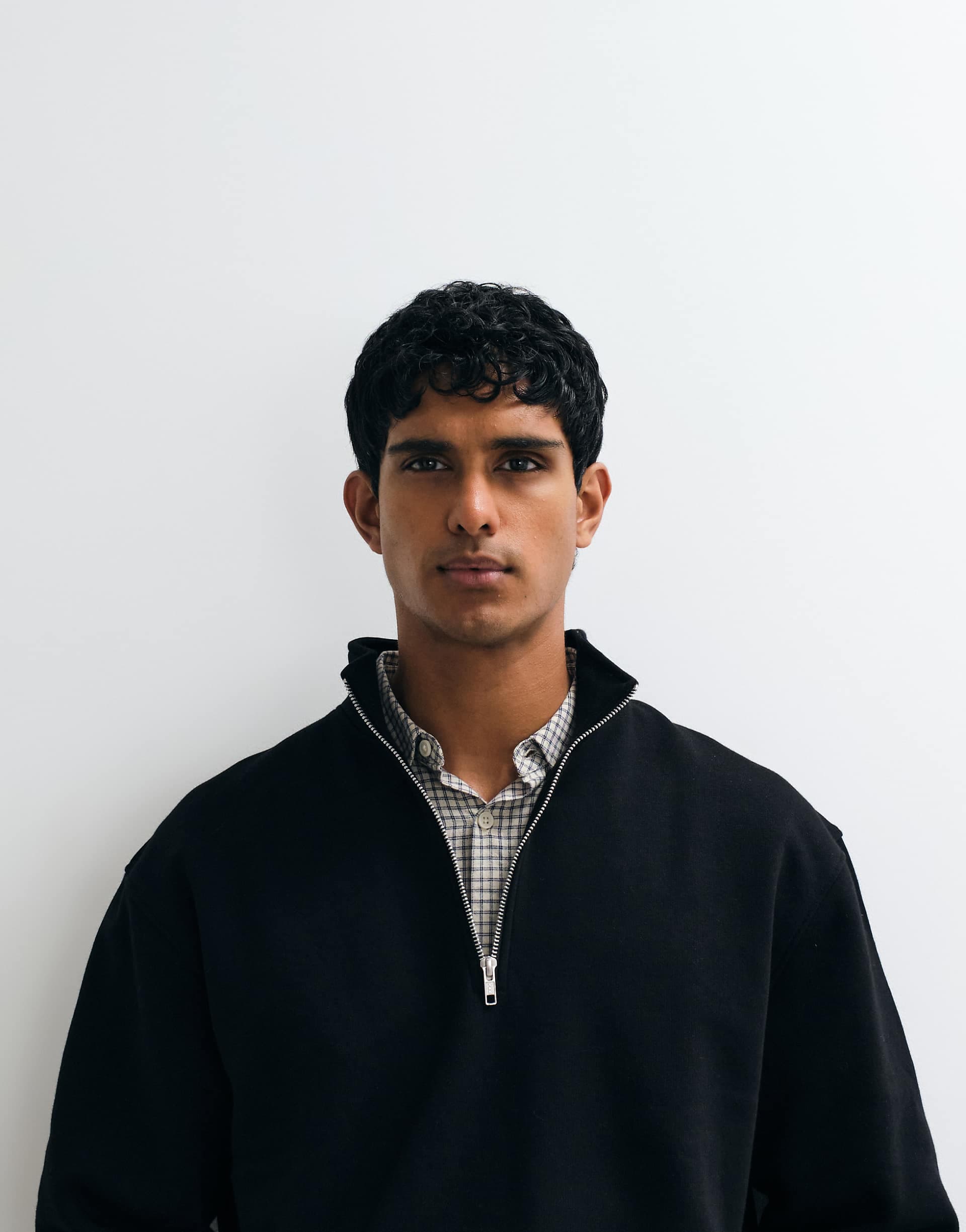 ASOS DESIGN essential relaxed fit quarter zip sweatshirt in black