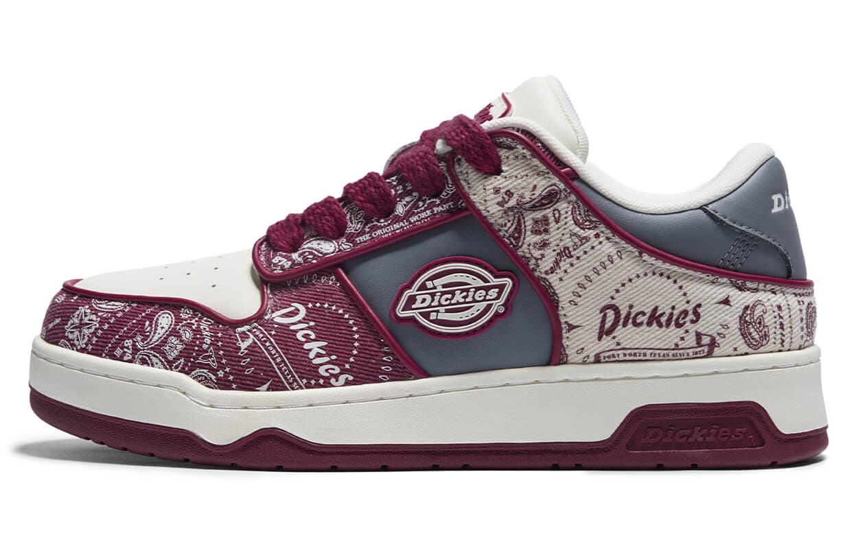 Dickies Trendy Retro Paisley Low-Top Skate Shoes Men's White Red