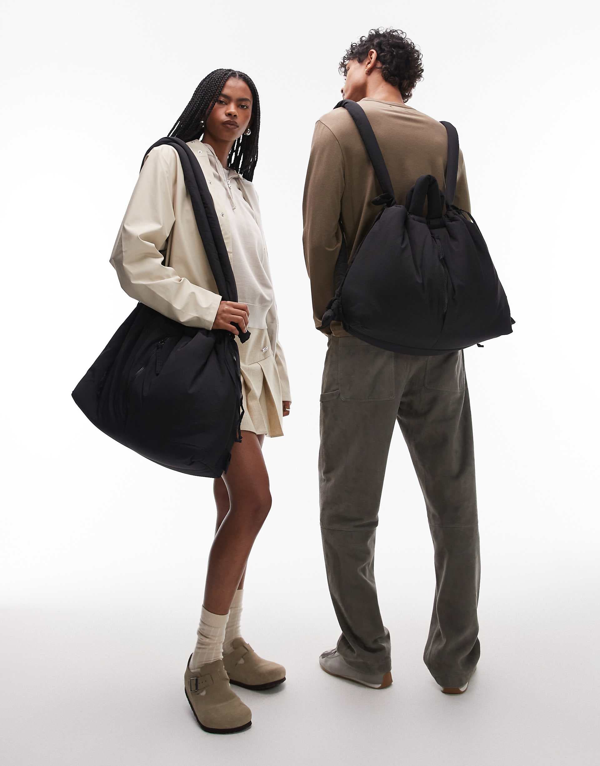 OLEND Ona large soft nylon multiwear crossbody bag in black