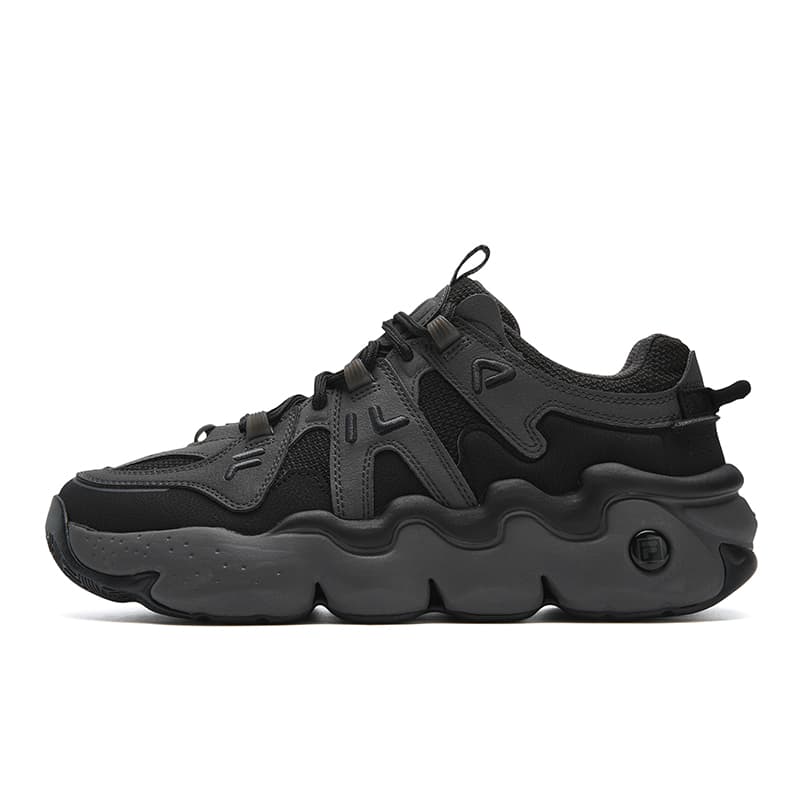 FILA PANINI Men's Fashion Personality Trendy Puffer Sneakers Basketball Classic Retro Versatile Comfort Sport Comfort Platform Wear-Resistant Breathable Lightweight Low-Top Casual Shoes Black Grey