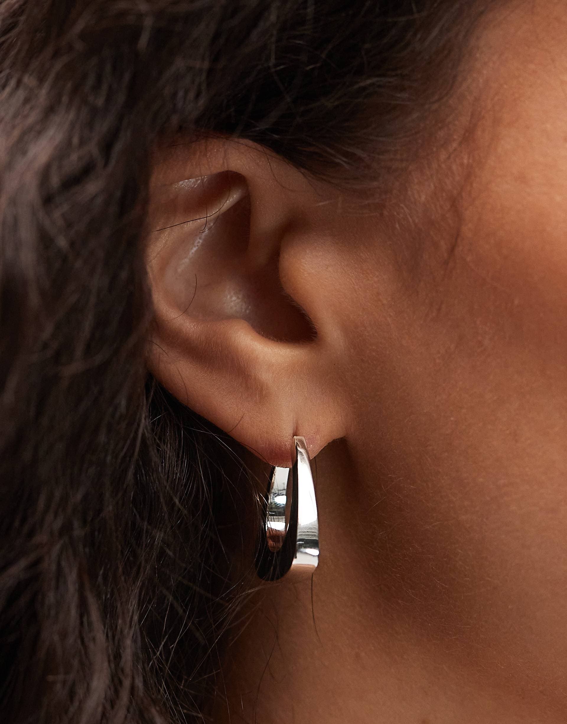 & Other Stories holland triangle hoop earrings in silver tone