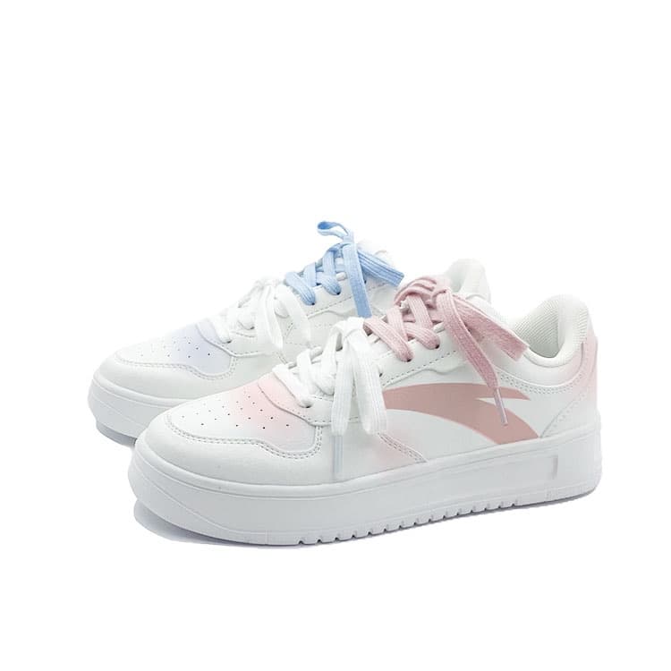 Custom Sneakers Anta Relax Sweet Campus Style Fresh Niche Casual Fashion Comfortable Anti-Slip Wear-Resistant Low-Top Skate Shoes Unisex Pink Blue Mismatched