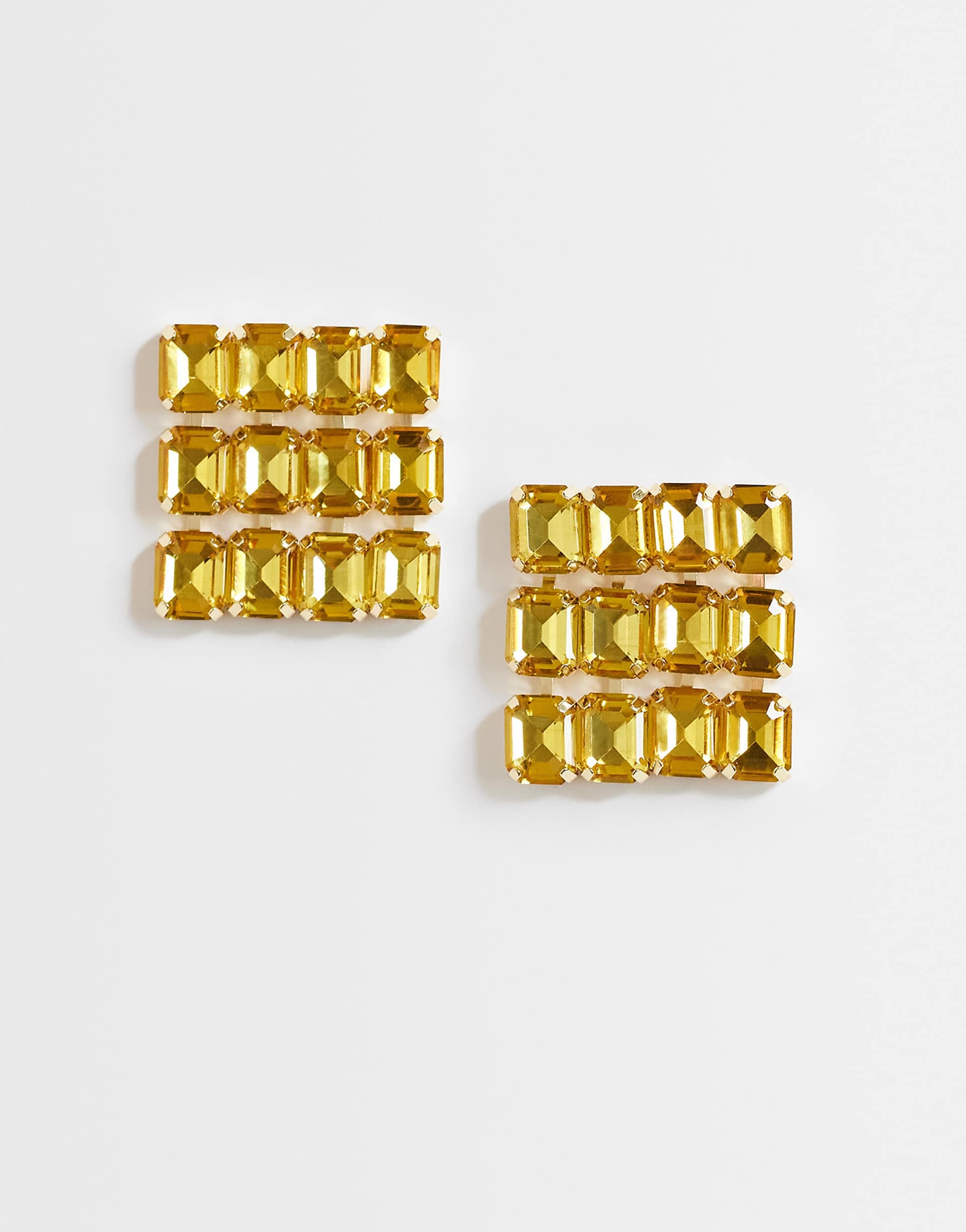Topshop Eddie square statement earrings in gold