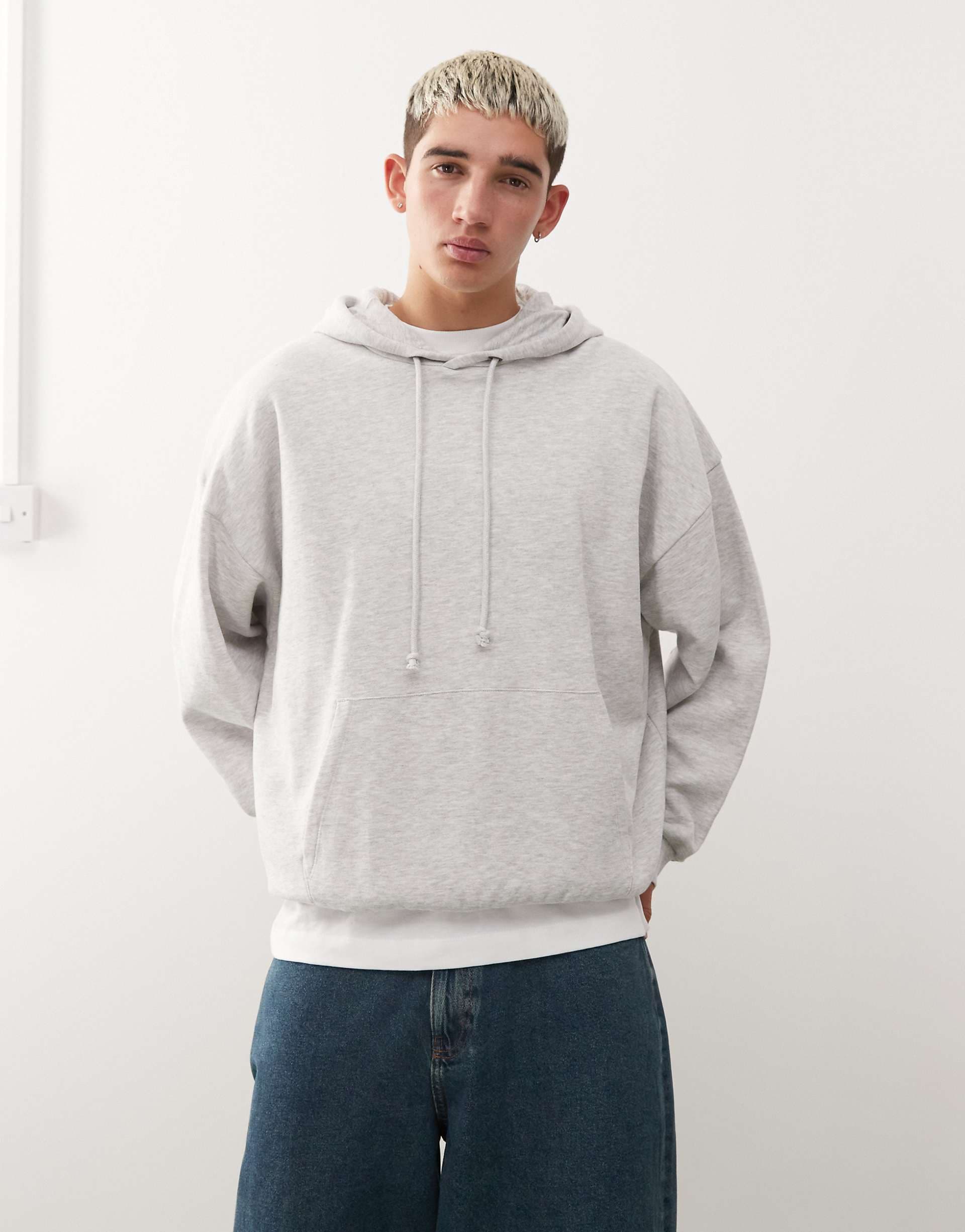 COLLUSION boxy hoodie in heather gray