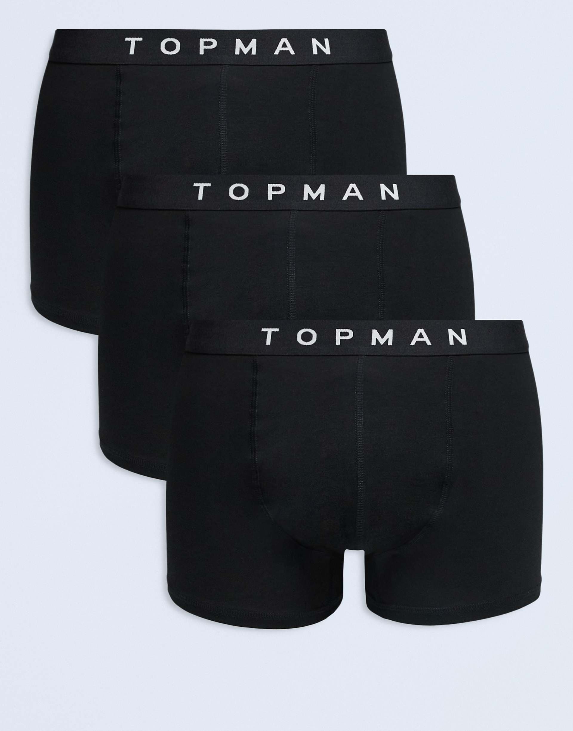 Topman 3 pack briefs in black with black waistbands