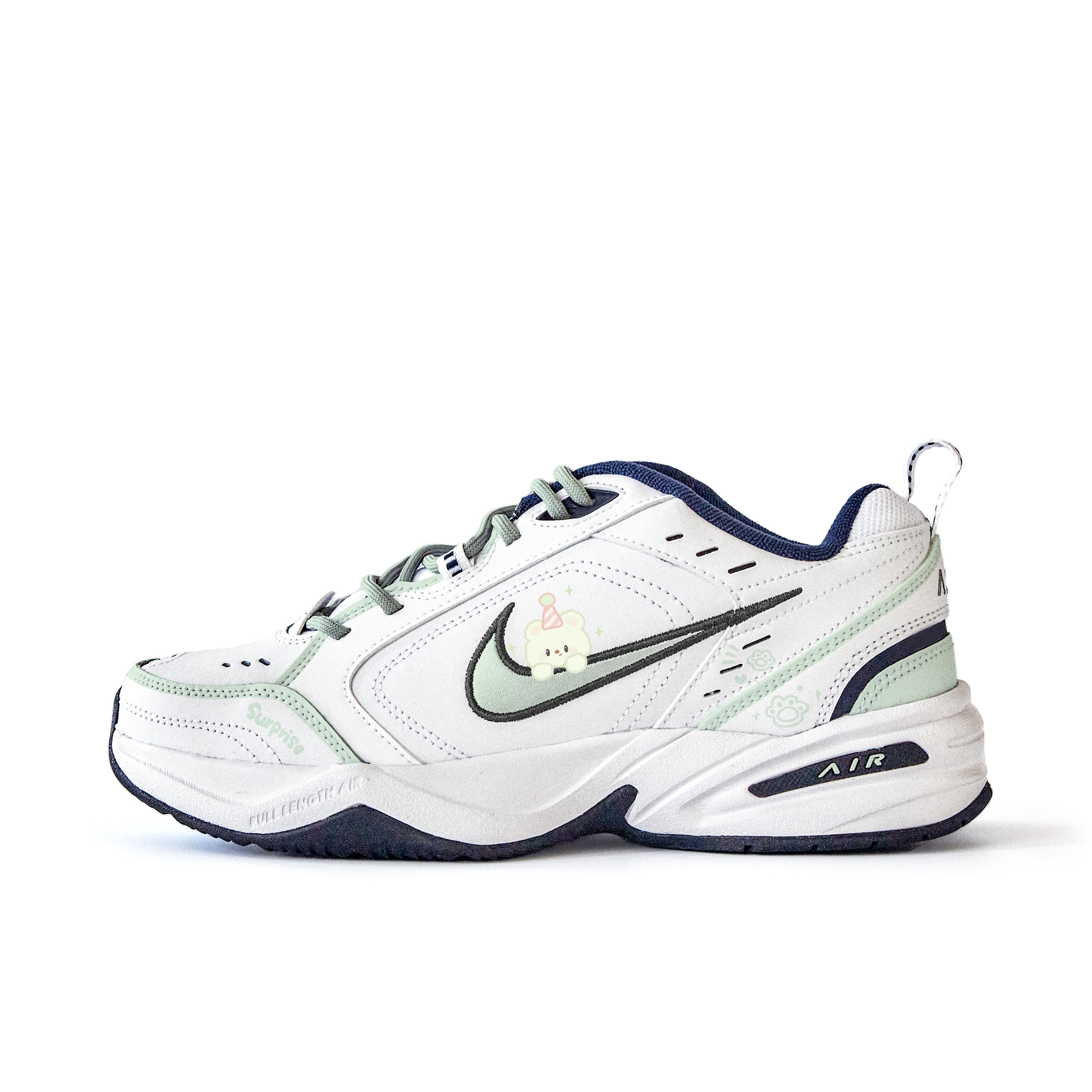 Custom Nike Air Monarch 4 'Wu Lian Ren' Casual Non-Slip Low-Top Dad Shoes Unisex Light Green