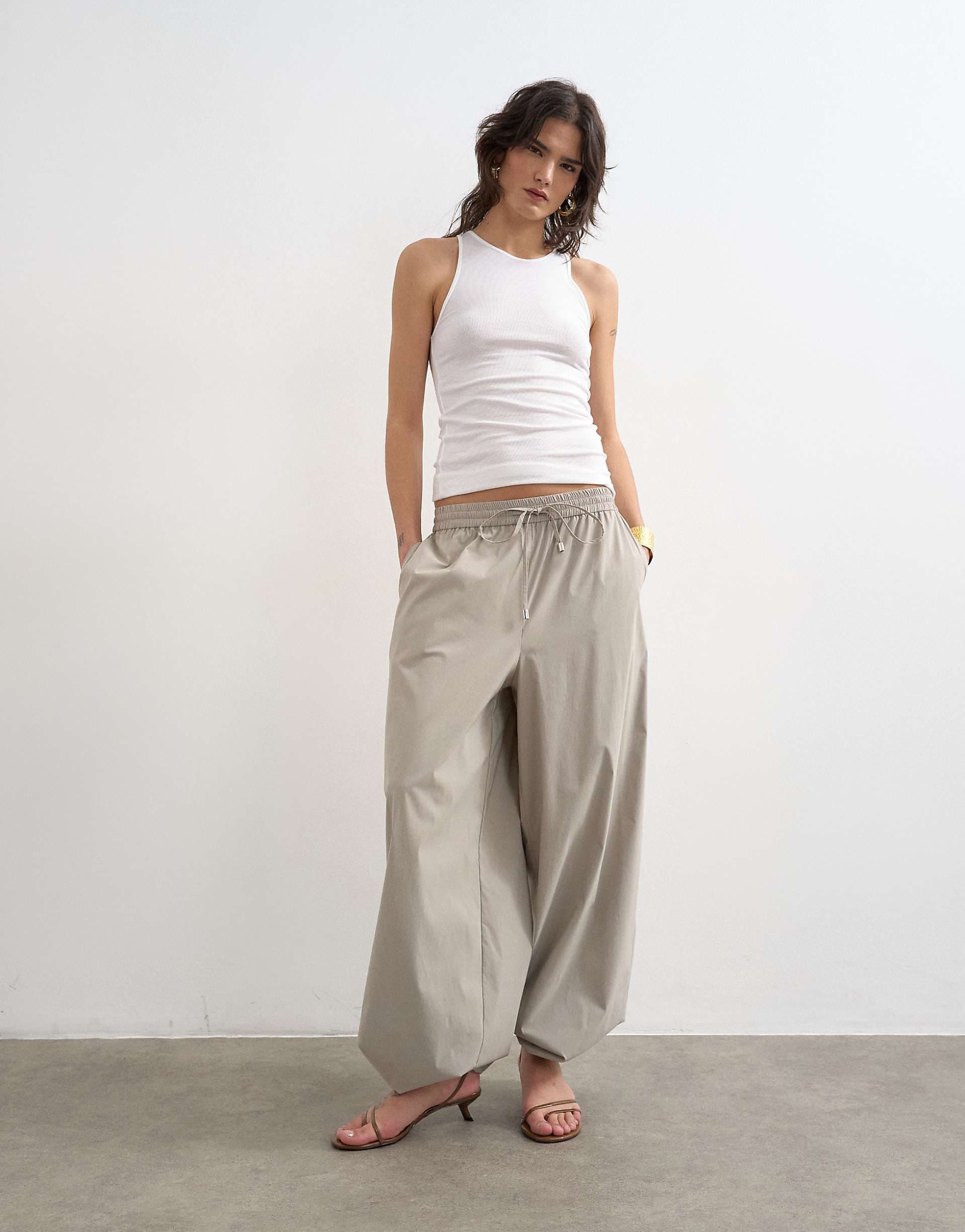 Topshop premium lyocell blend soft rib racer tank top in white